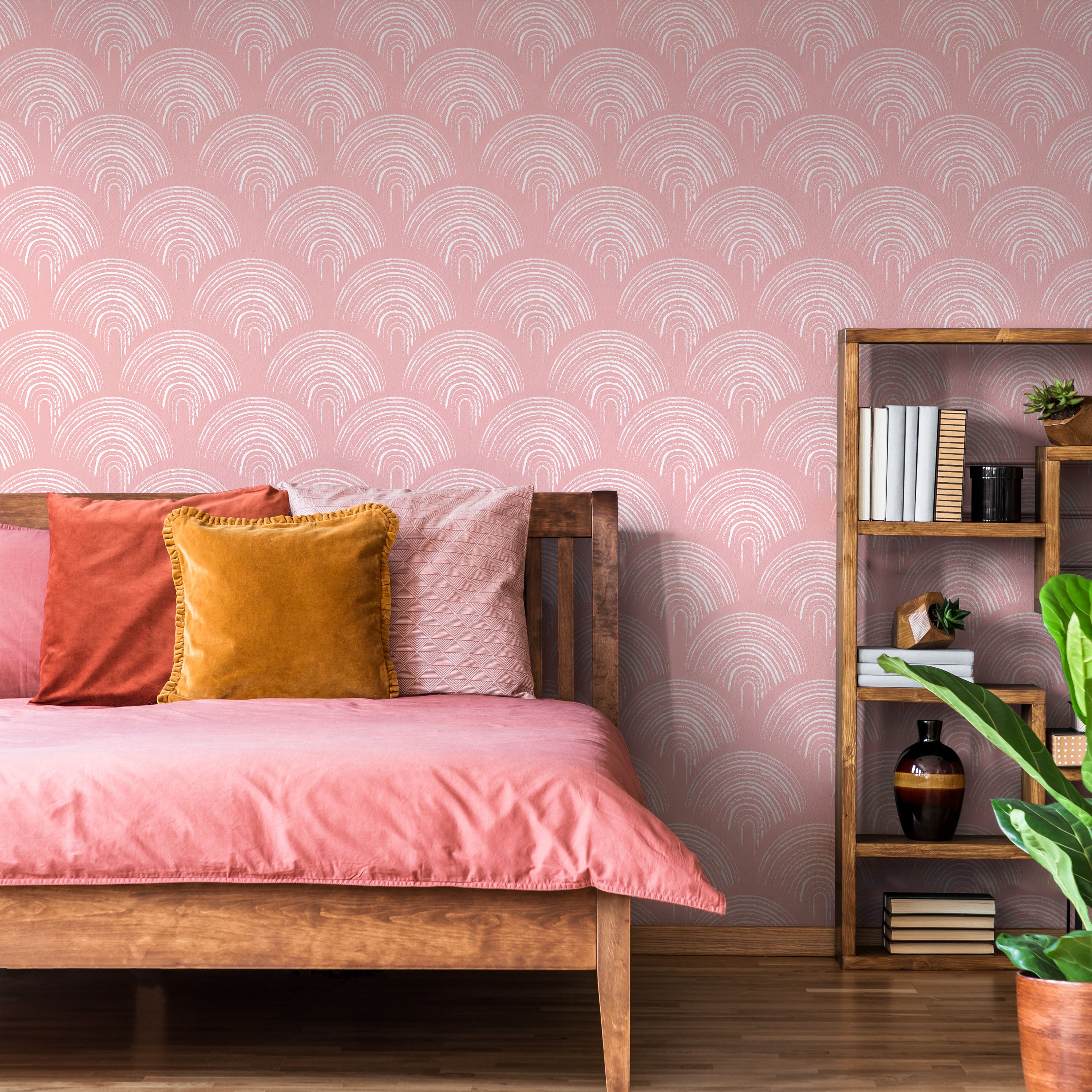 Playroom Peel and Stick Wallpaper, Removable Wallpaper, Traditional Wallpaper - Salmon Pink | DeccoPrint