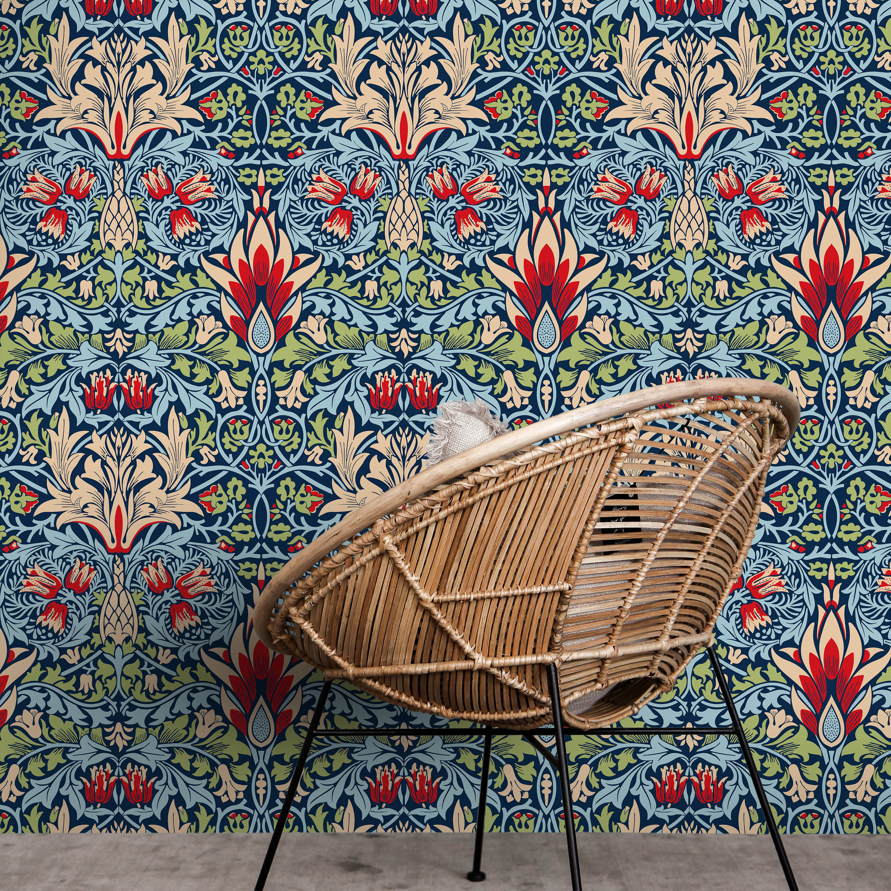 William Morris X Snakeshead Peel and Stick Wallpaper, Removable Wallpaper, Traditional Wallpaper - Blue | DeccoPrint