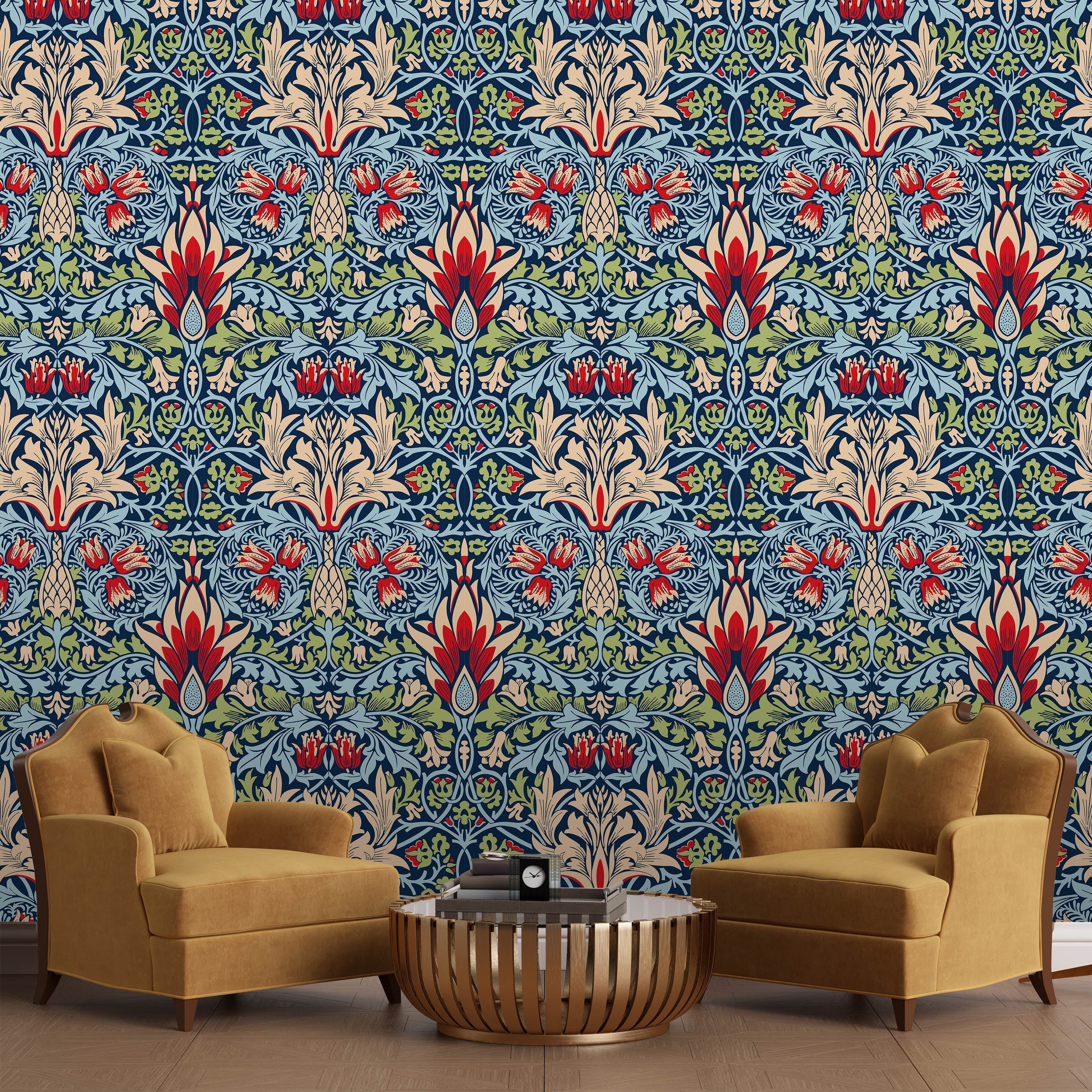 William Morris X Snakeshead Peel and Stick Wallpaper, Removable Wallpaper, Traditional Wallpaper - Blue | DeccoPrint