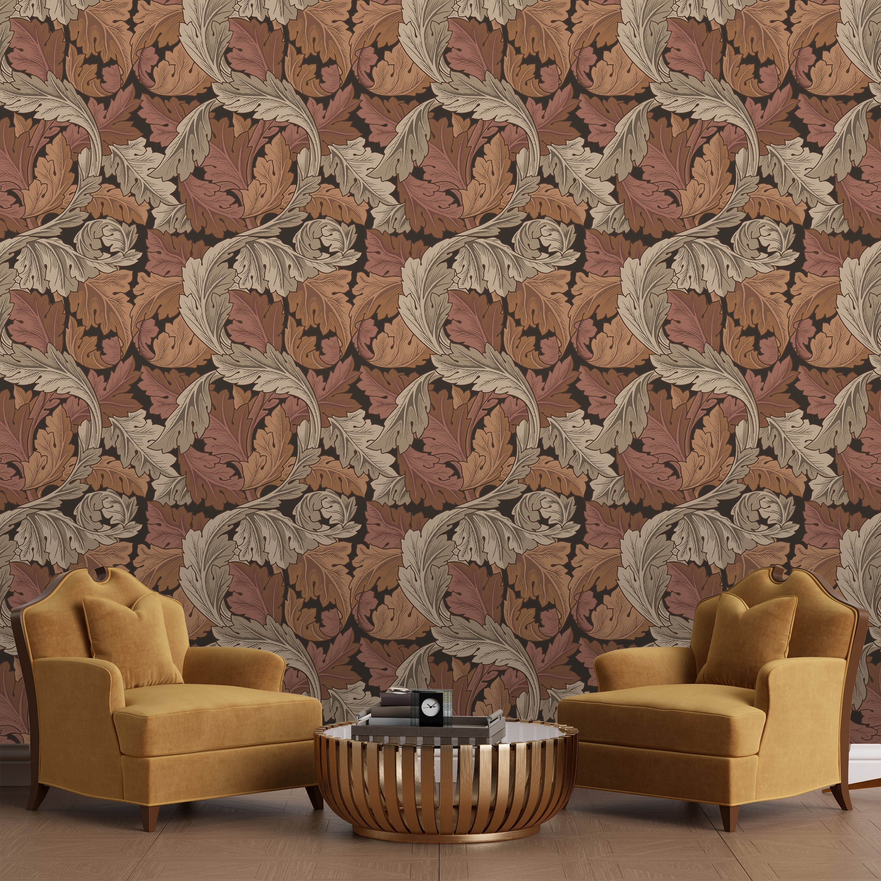 William Morris X Acanthus Peel and Stick Wallpaper, Removable Wallpaper, Traditional Wallpaper - Brown | DeccoPrint