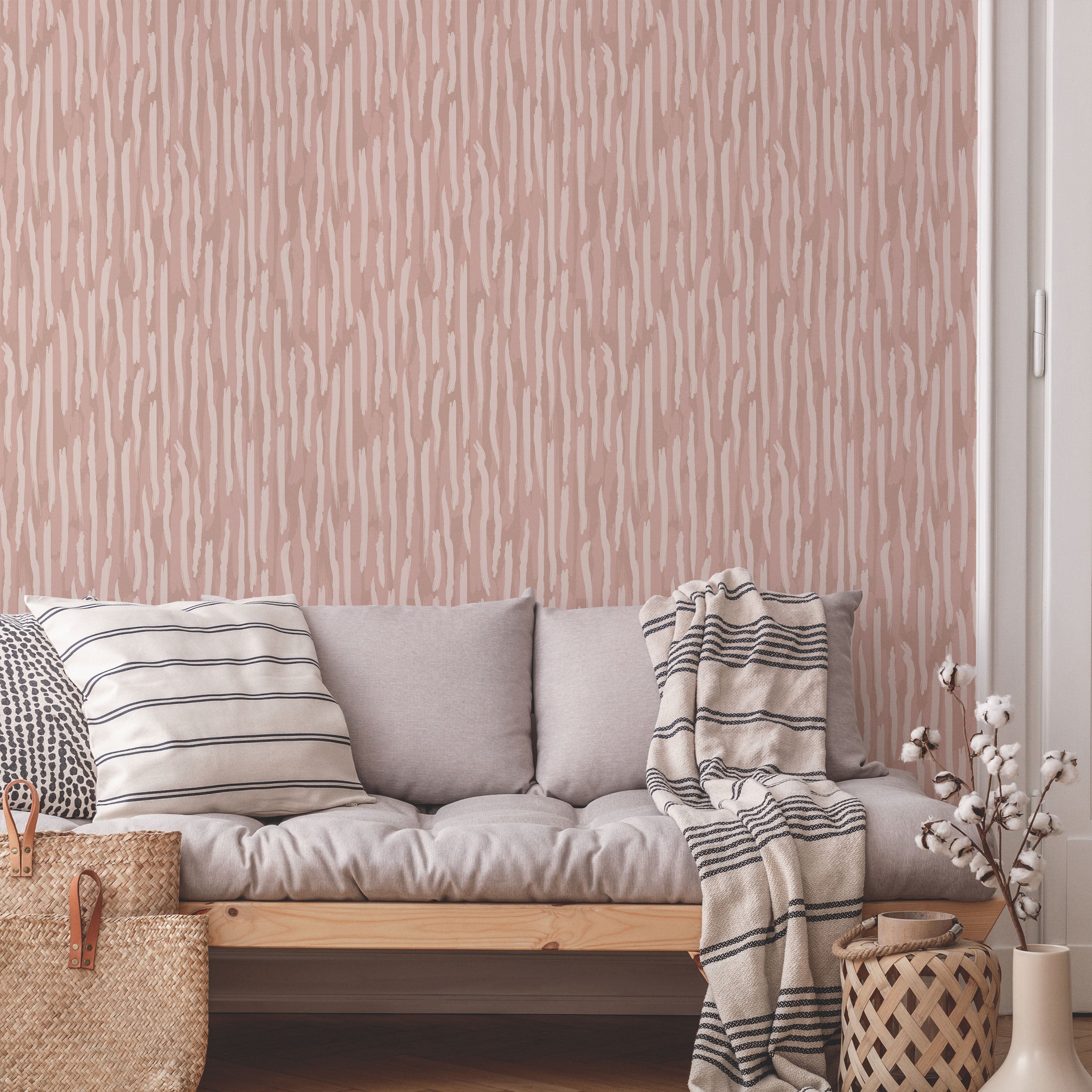 Brush Palette Peel and Stick Wallpaper, Removable Wallpaper, Traditional Wallpaper - Pink | DeccoPrint