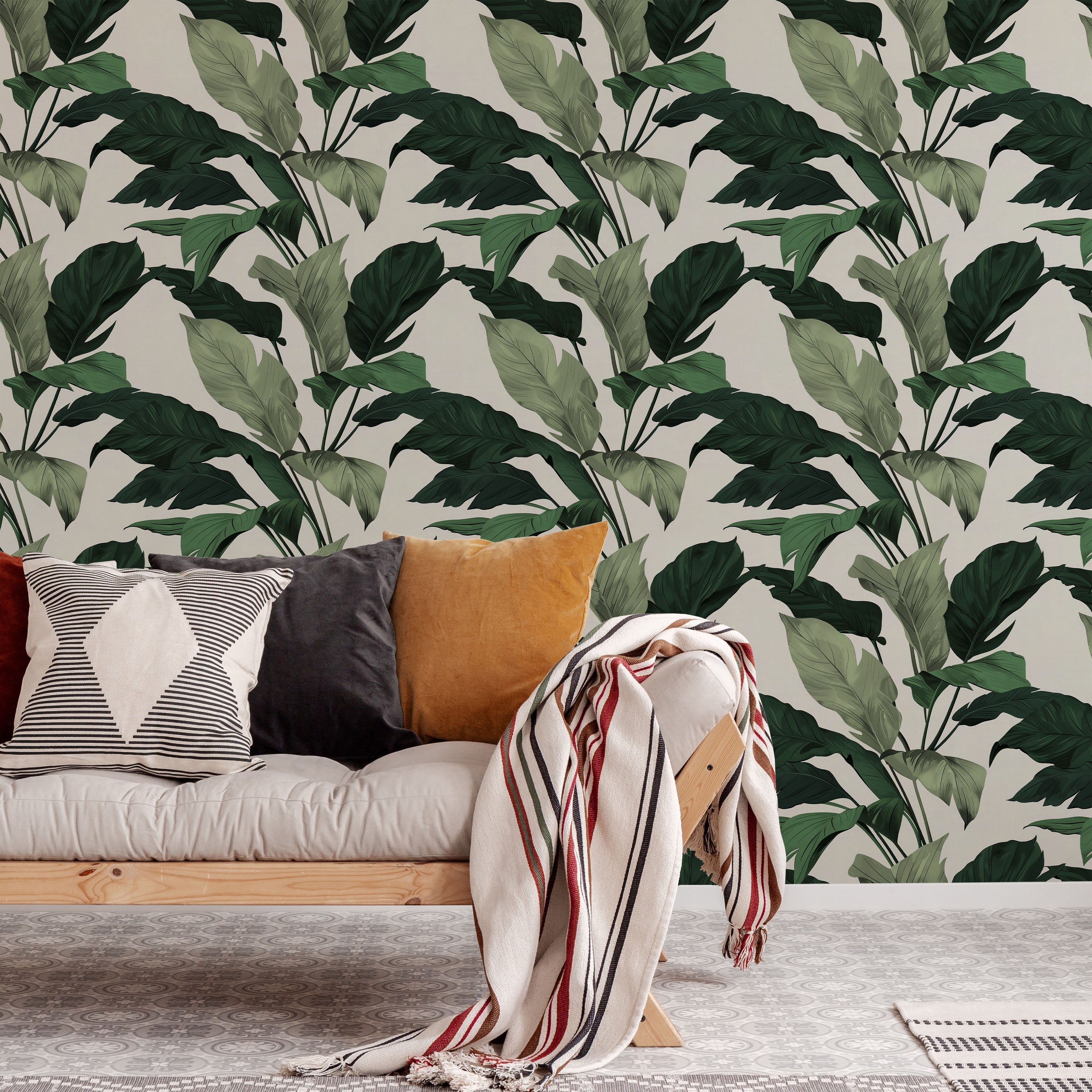 Tropical Elegance Peel and Stick Wallpaper, Removable Wallpaper, Traditional Wallpaper - Green | DeccoPrint