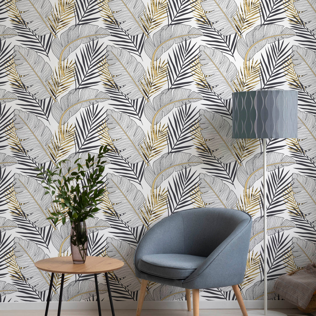 Golden Palm Peel and Stick Wallpaper, Removable Wallpaper, Traditional Wallpaper | DeccoPrint
