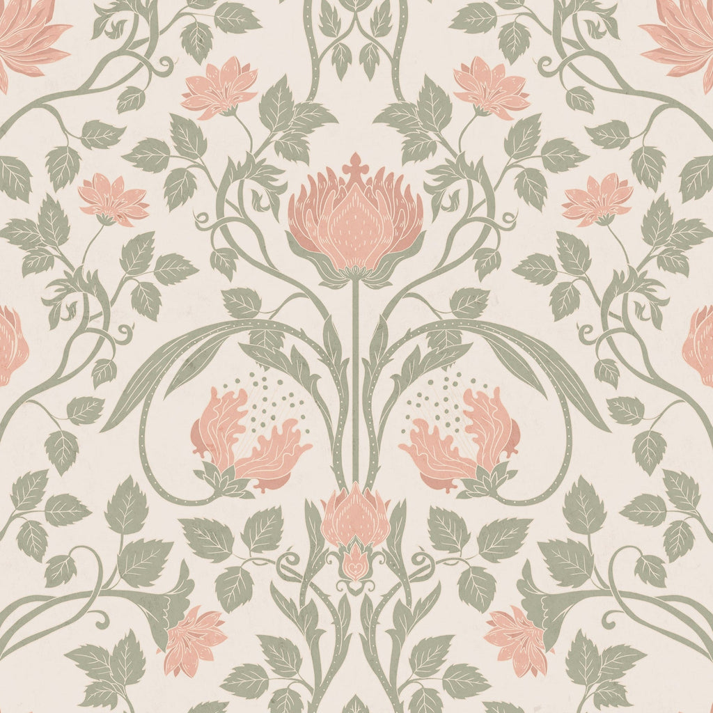 Art Nouveau Peel and Stick Wallpaper, Removable Wallpaper, Traditional Wallpaper - Soft Beige | DeccoPrint