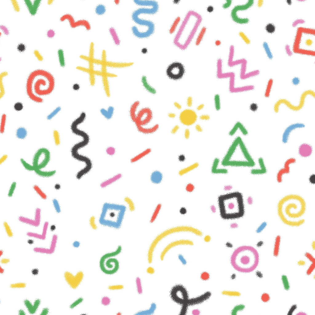 Chalk Doodles Peel and Stick Wallpaper, Removable Wallpaper, Traditional Wallpaper - Chalk White | DeccoPrint