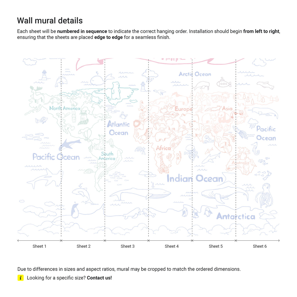 pastel colored world map with animals
