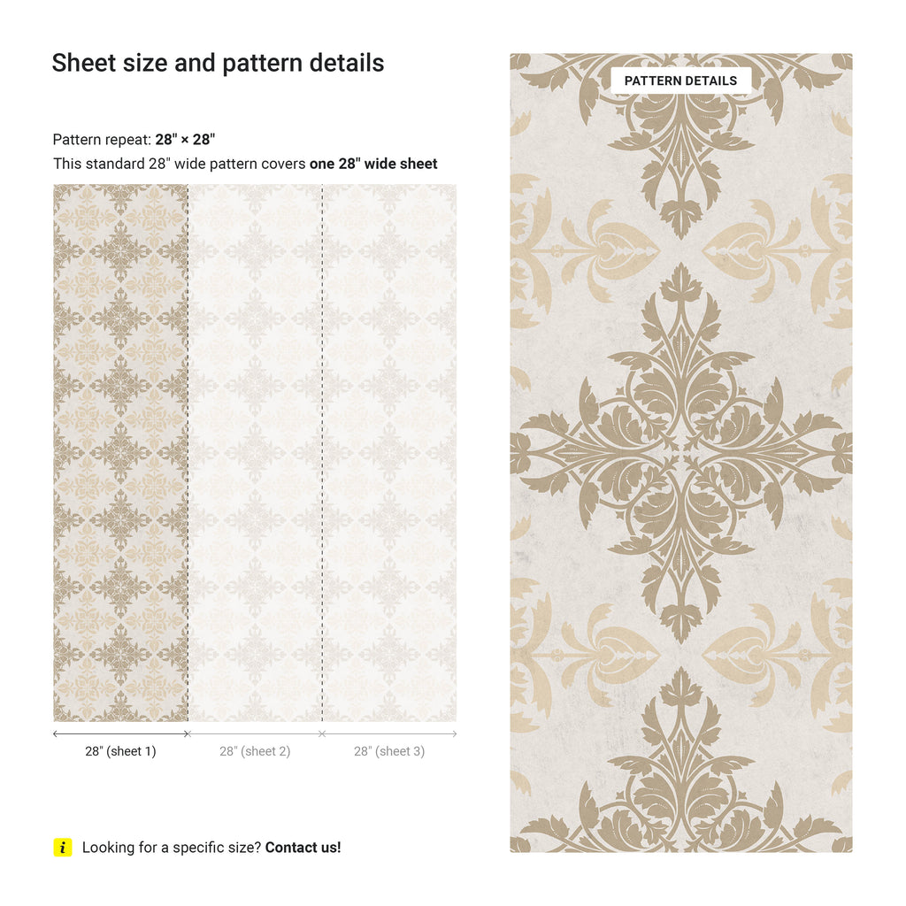 Christopher Dresser x Decorative Symmetry Peel and Stick Wallpaper, Removable Wallpaper, Traditional Wallpaper - Warm Beige | DeccoPrint
