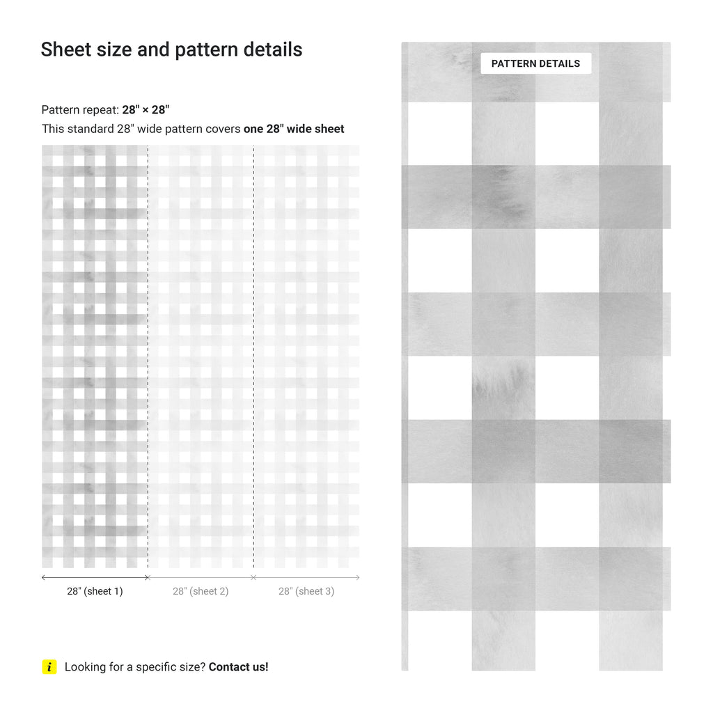 Watercolored Grid Peel and Stick Wallpaper, Removable Wallpaper, Traditional Wallpaper - Smoke Gray | DeccoPrint