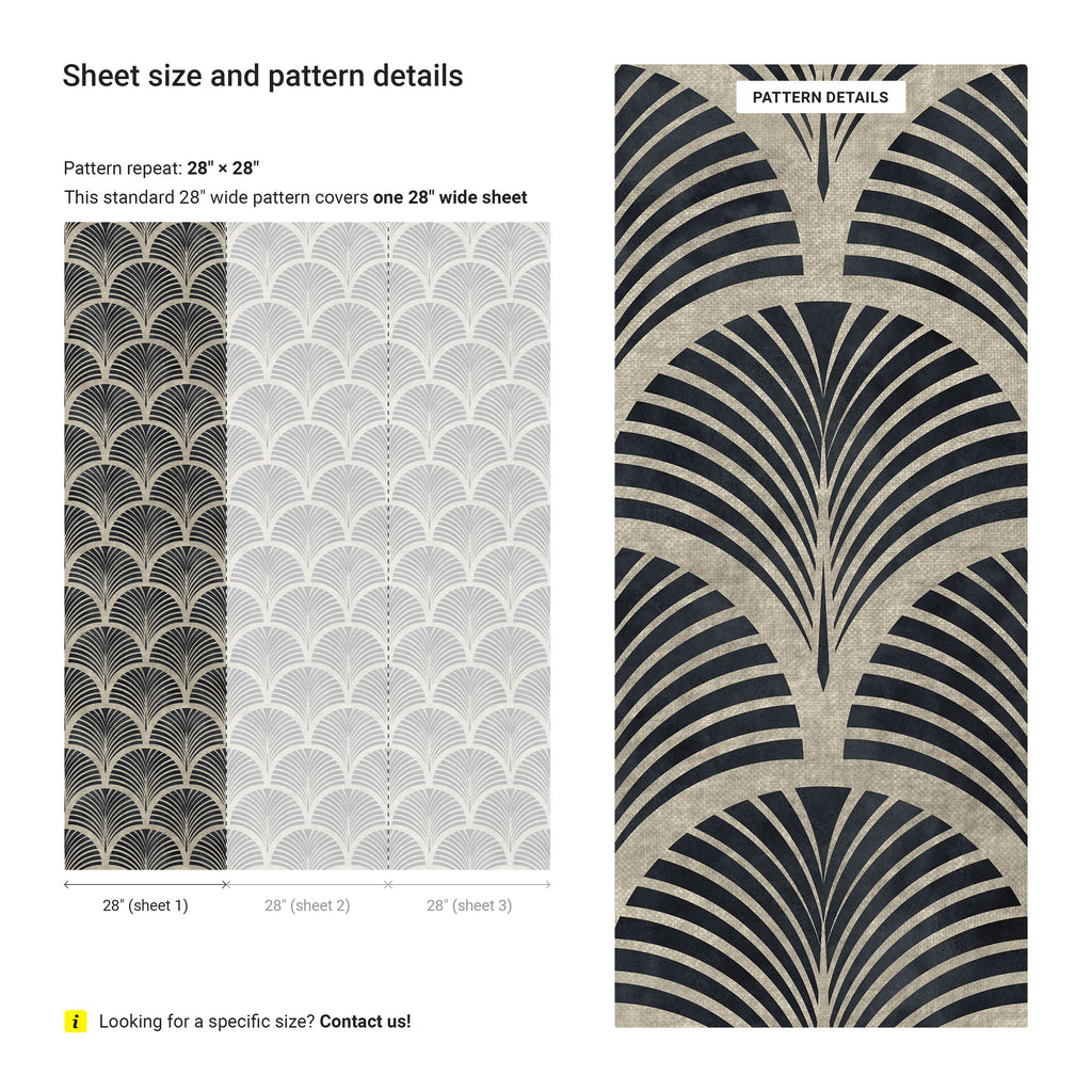 Deco Arcs Peel and Stick Wallpaper, Removable Wallpaper, Traditional Wallpaper - Linen Beige | DeccoPrint