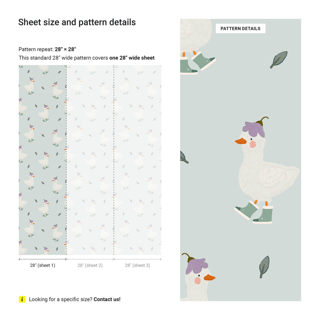 Silly Goose Peel and Stick Wallpaper, Removable Wallpaper, Traditional Wallpaper - Blue | DeccoPrint