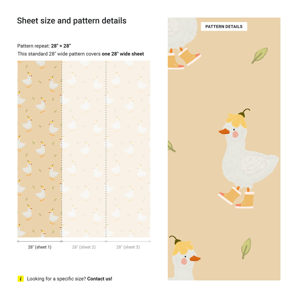Silly Goose Peel and Stick Wallpaper, Removable Wallpaper, Traditional Wallpaper - Yellow | DeccoPrint