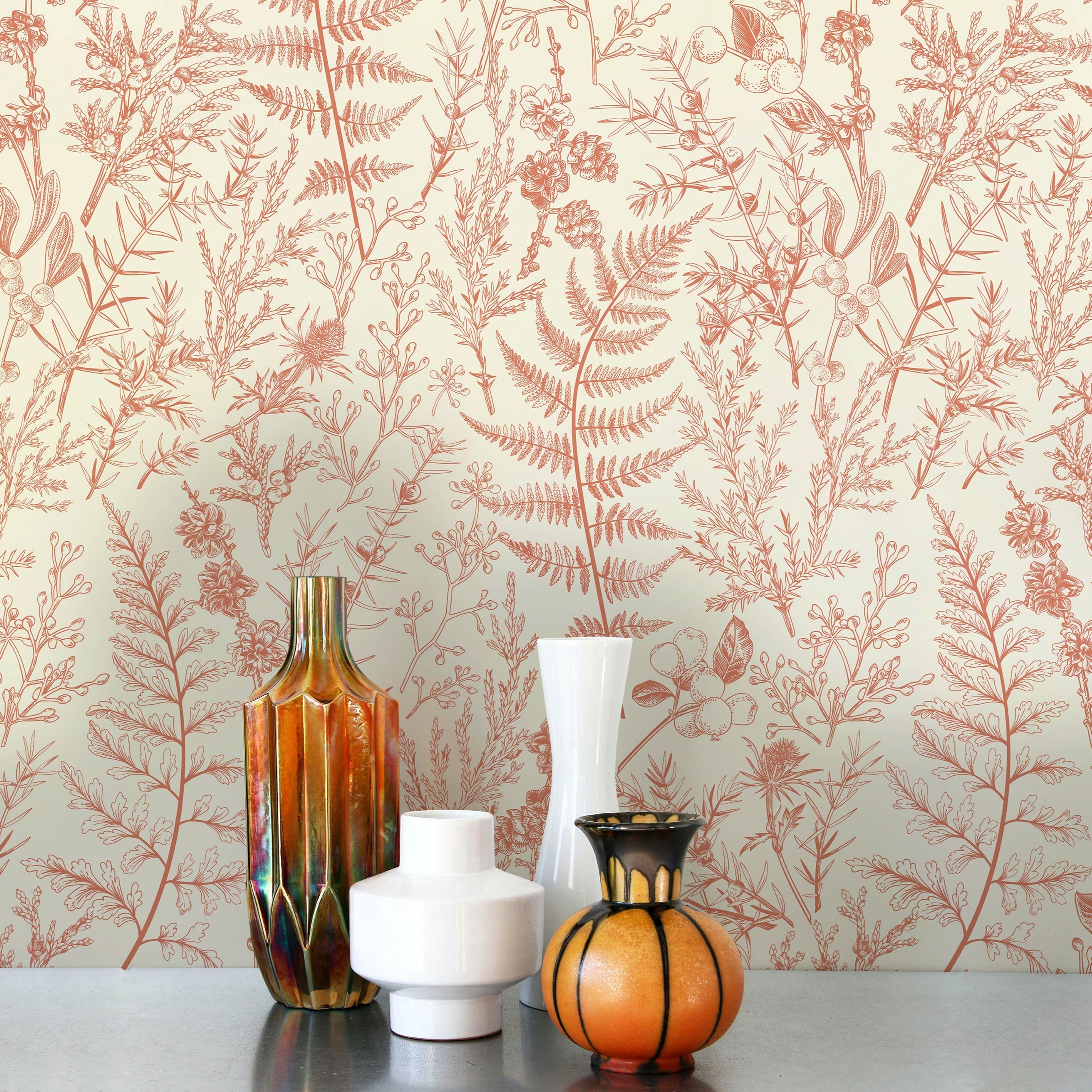 Forest Dream Peel and Stick Wallpaper, Removable Wallpaper, Traditional Wallpaper - Burnt Orange | DeccoPrint