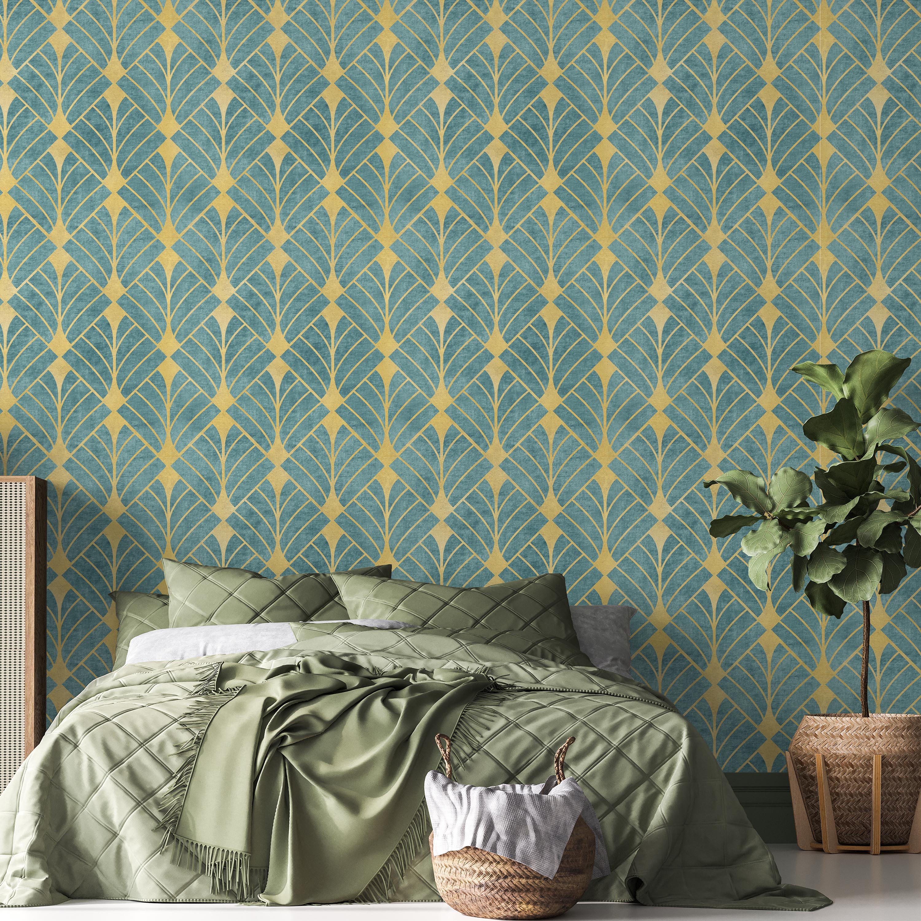 Luxe Deco Peel and Stick Wallpaper, Removable Wallpaper, Traditional Wallpaper - Blue | DeccoPrint