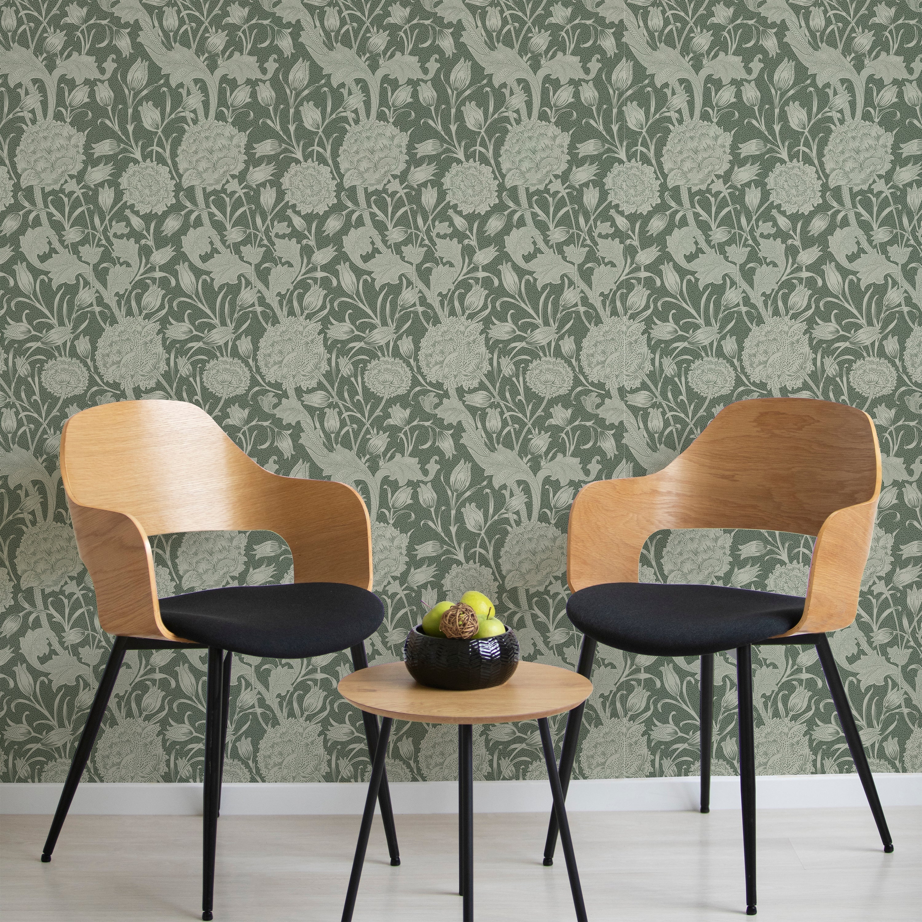 William Morris X Wild Tulips Peel and Stick Wallpaper, Removable Wallpaper, Traditional Wallpaper - Green | DeccoPrint