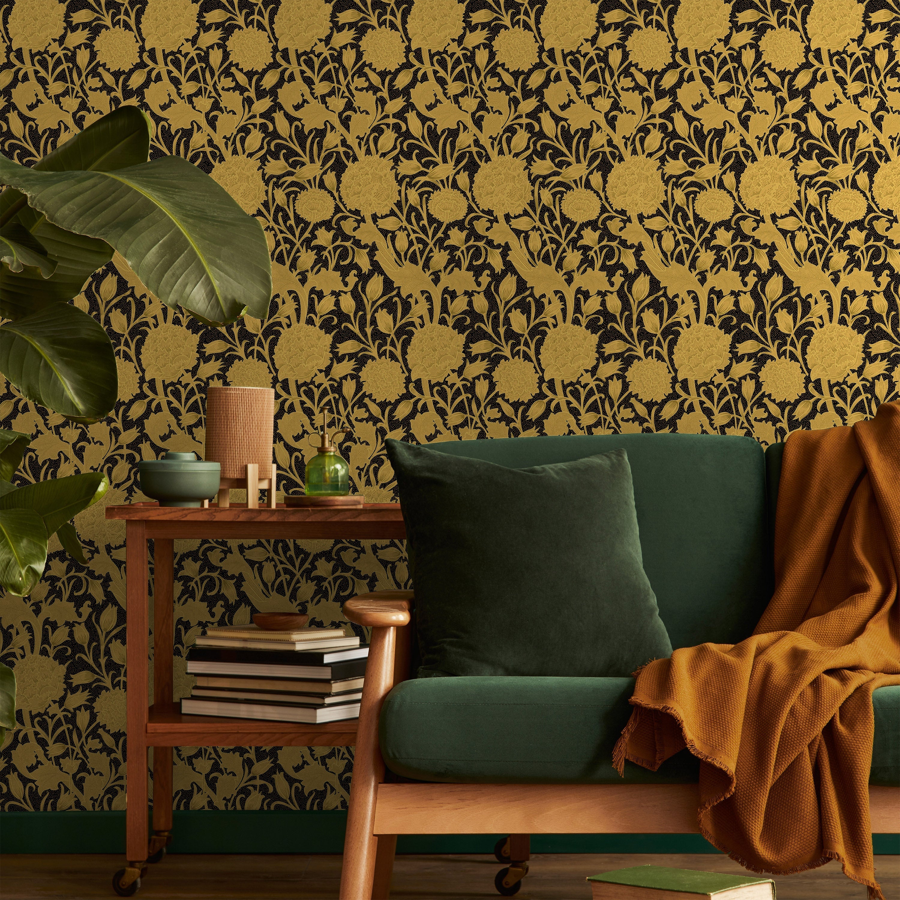 William Morris X Wild Tulips Peel and Stick Wallpaper, Removable Wallpaper, Traditional Wallpaper - Gold | DeccoPrint