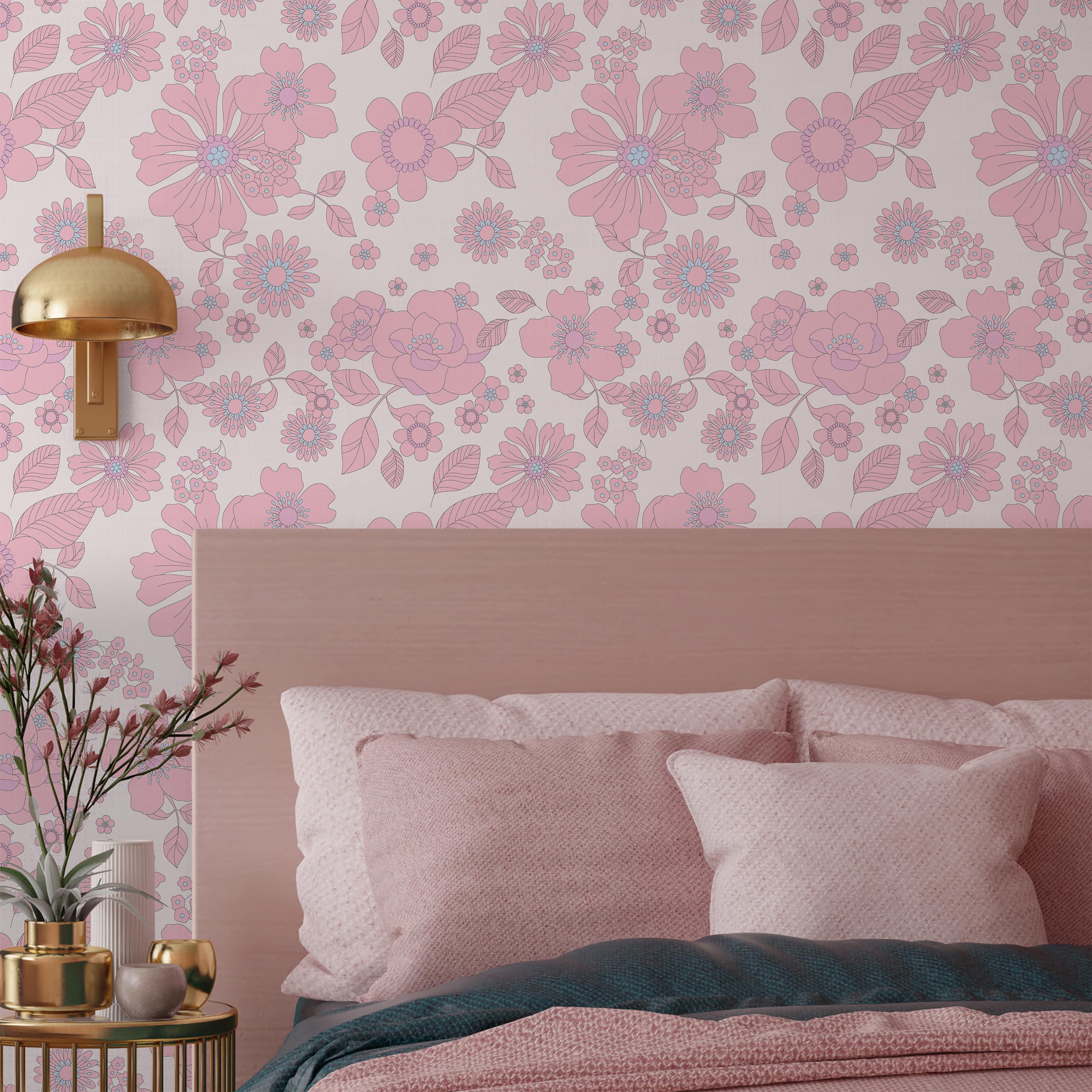 Blush Petals Peel and Stick Wallpaper, Removable Wallpaper, Traditional Wallpaper | DeccoPrint