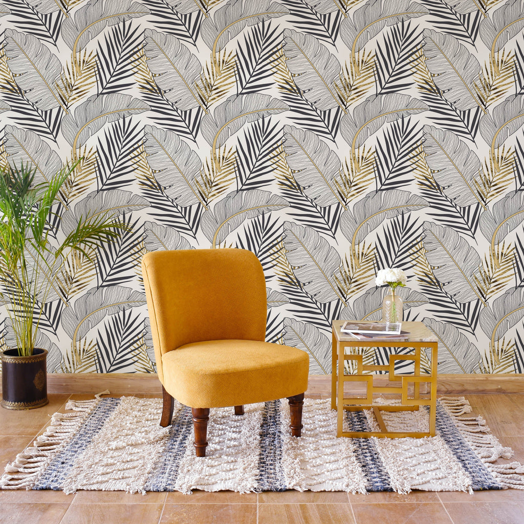 Golden Palm Peel and Stick Wallpaper, Removable Wallpaper, Traditional Wallpaper | DeccoPrint