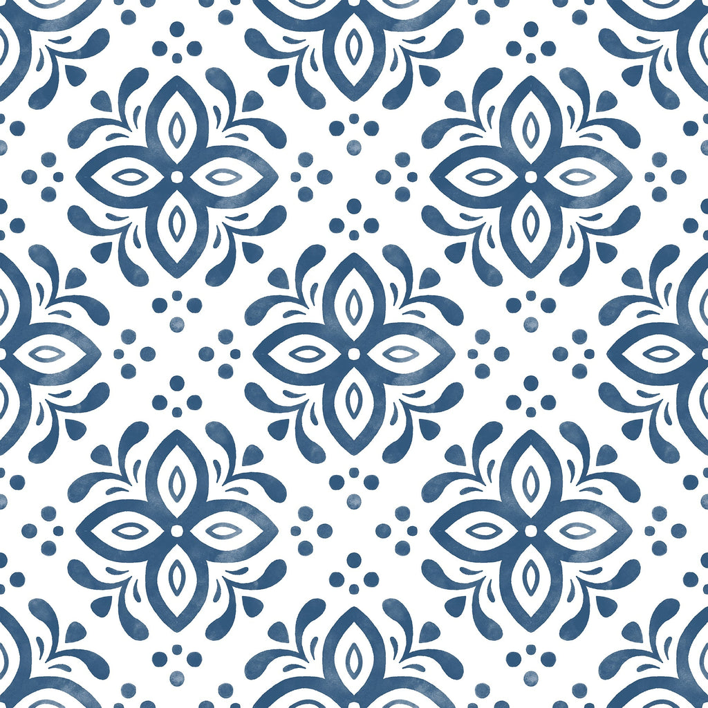 Euforia Mandala Peel and Stick Wallpaper, Removable Wallpaper, Traditional Wallpaper - Blue | DeccoPrint