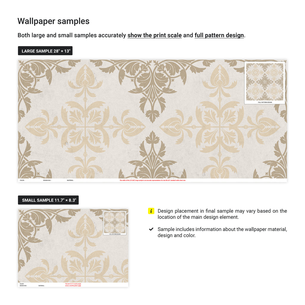 Christopher Dresser x Decorative Symmetry Peel and Stick Wallpaper, Removable Wallpaper, Traditional Wallpaper - Warm Beige | DeccoPrint