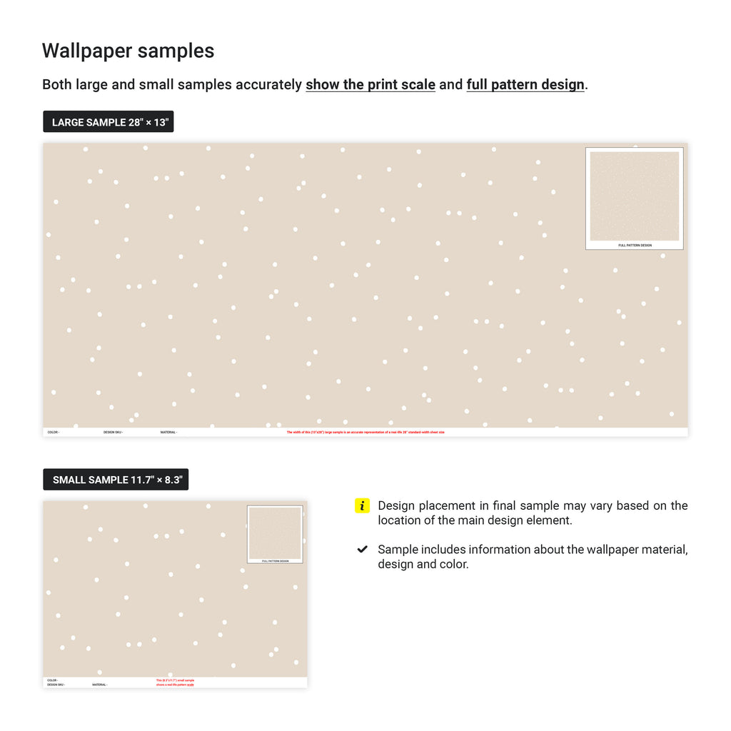 Pastel Dots Peel and Stick Wallpaper, Removable Wallpaper, Traditional Wallpaper - Sand Beige | DeccoPrint