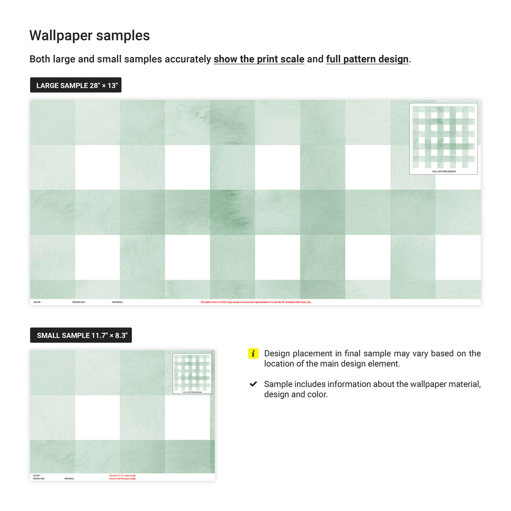 Watercolored Grid Peel and Stick Wallpaper, Removable Wallpaper, Traditional Wallpaper - Mint Green | DeccoPrint