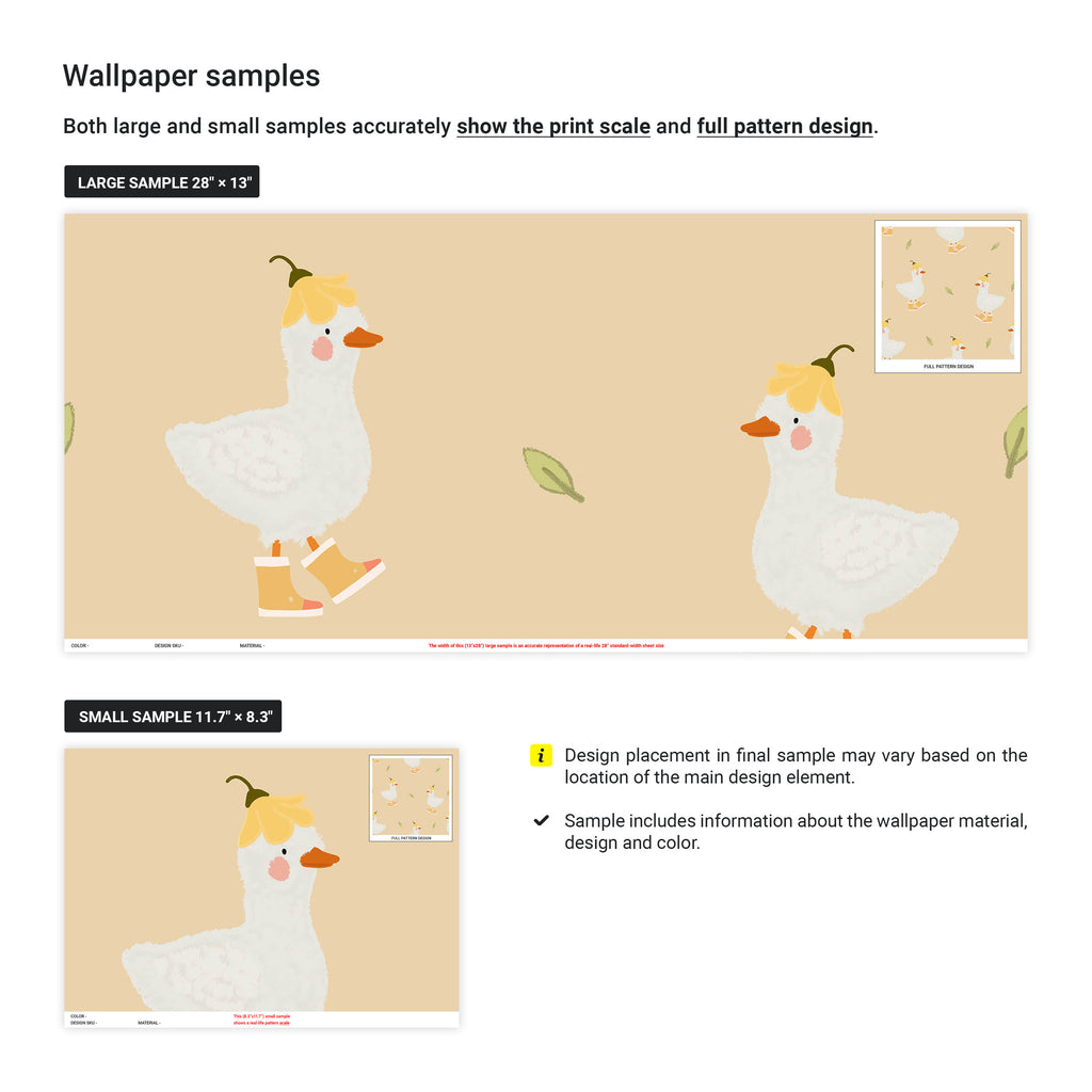 Silly Goose Peel and Stick Wallpaper, Removable Wallpaper, Traditional Wallpaper - Yellow | DeccoPrint