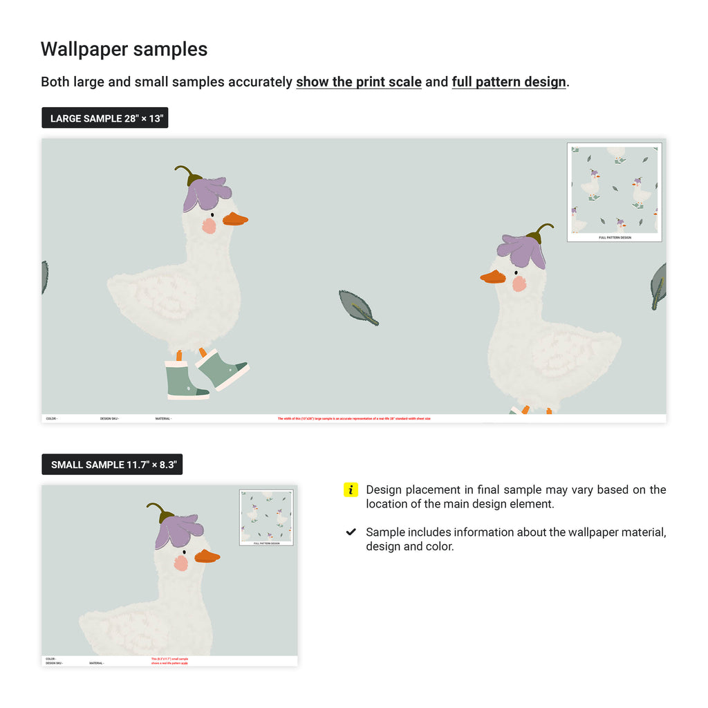 Silly Goose Peel and Stick Wallpaper, Removable Wallpaper, Traditional Wallpaper - Blue | DeccoPrint