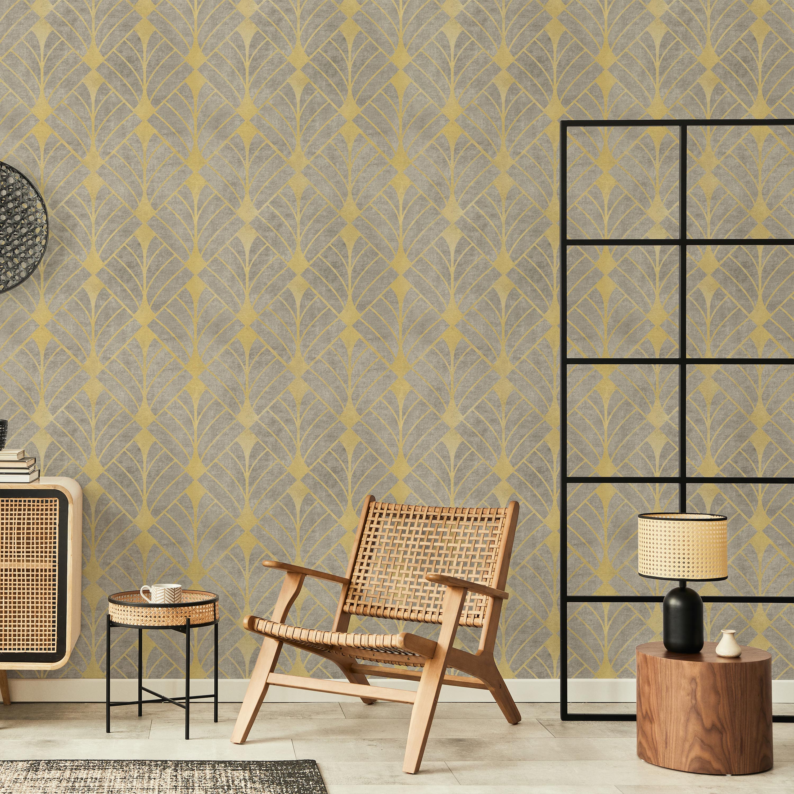 Luxe Deco Peel and Stick Wallpaper, Removable Wallpaper, Traditional Wallpaper - Gold | DeccoPrint