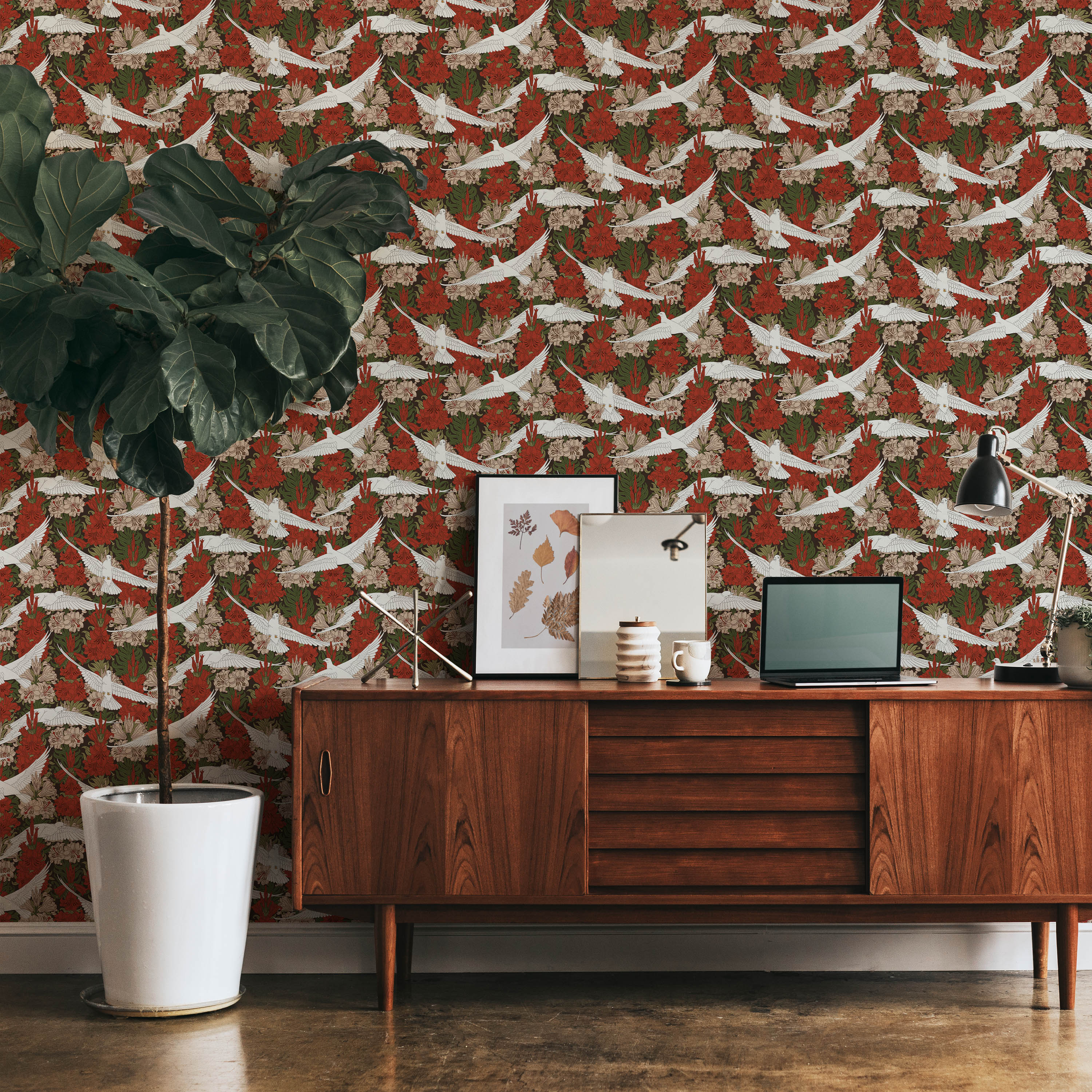 Maurice Pillard Verneuil x Dove and Lilies - Rustic Red | DeccoPrint