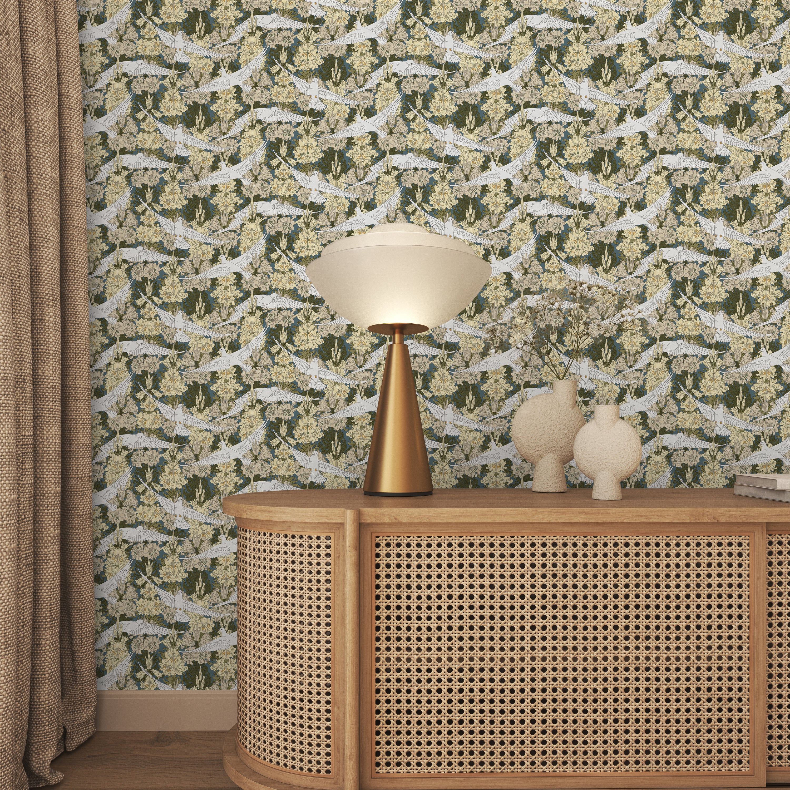 Maurice Pillard Verneuil x Dove and Lilies - Dusty Blue | DeccoPrint