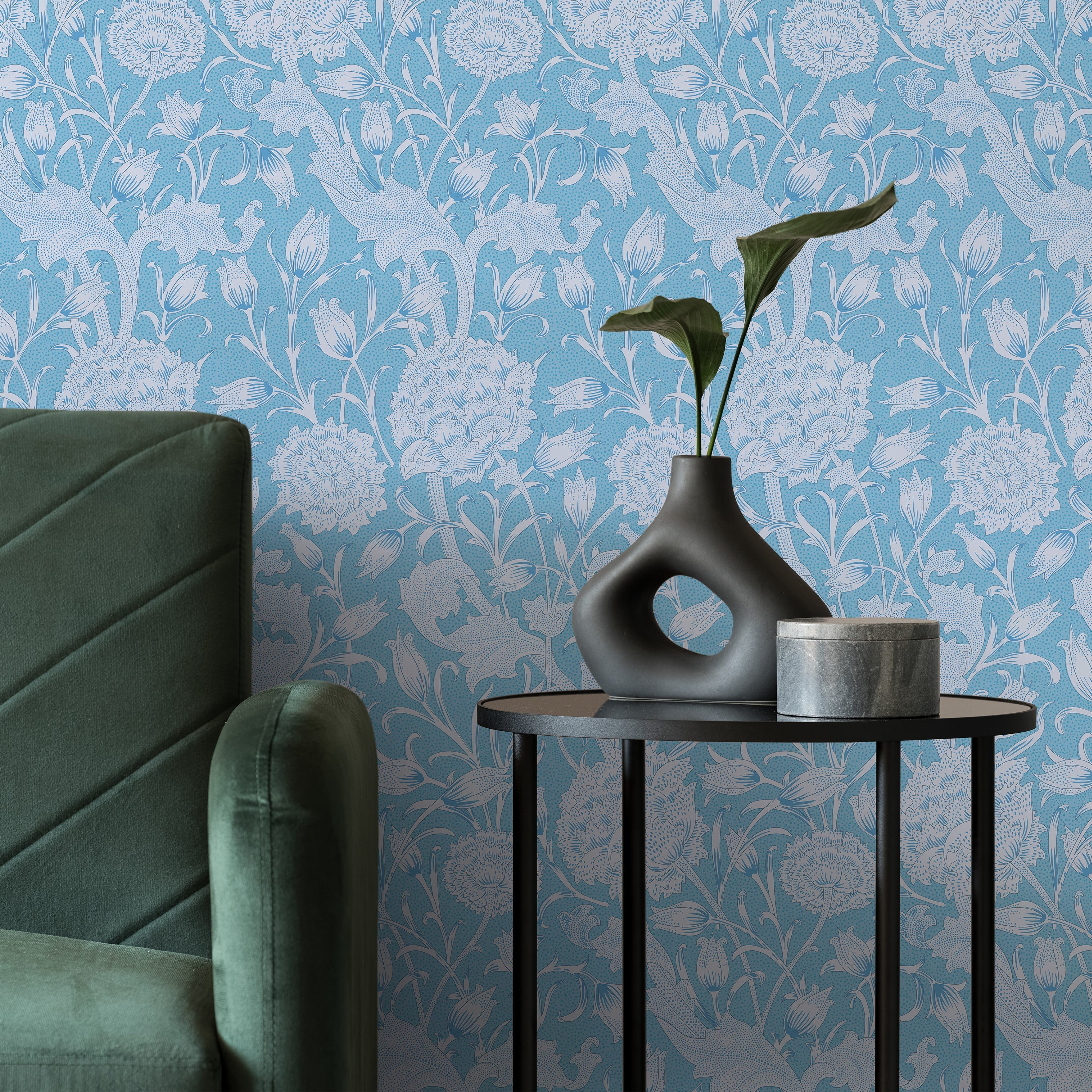 William Morris X Wild Tulips Peel and Stick Wallpaper, Removable Wallpaper, Traditional Wallpaper - Blue | DeccoPrint