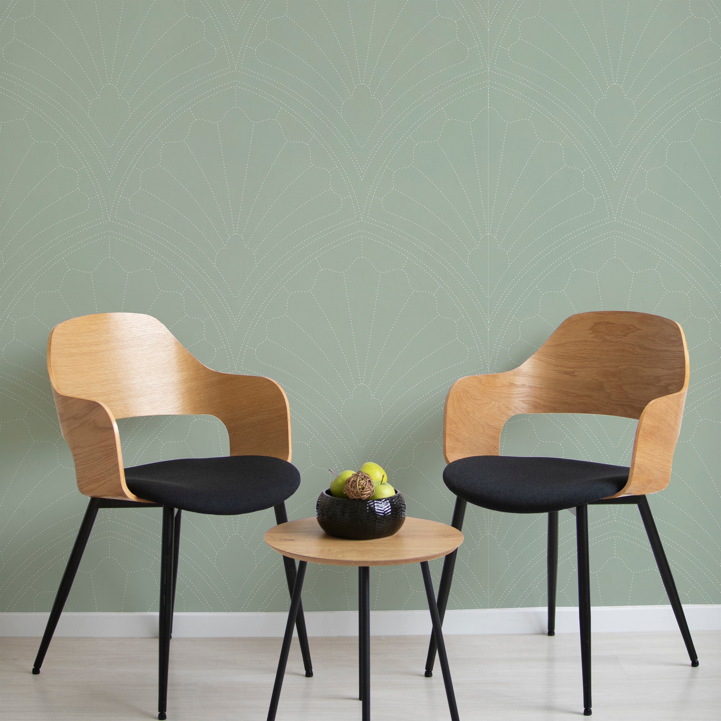 Monochrome Harmony Peel and Stick Wallpaper, Removable Wallpaper, Traditional Wallpaper - Green | DeccoPrint