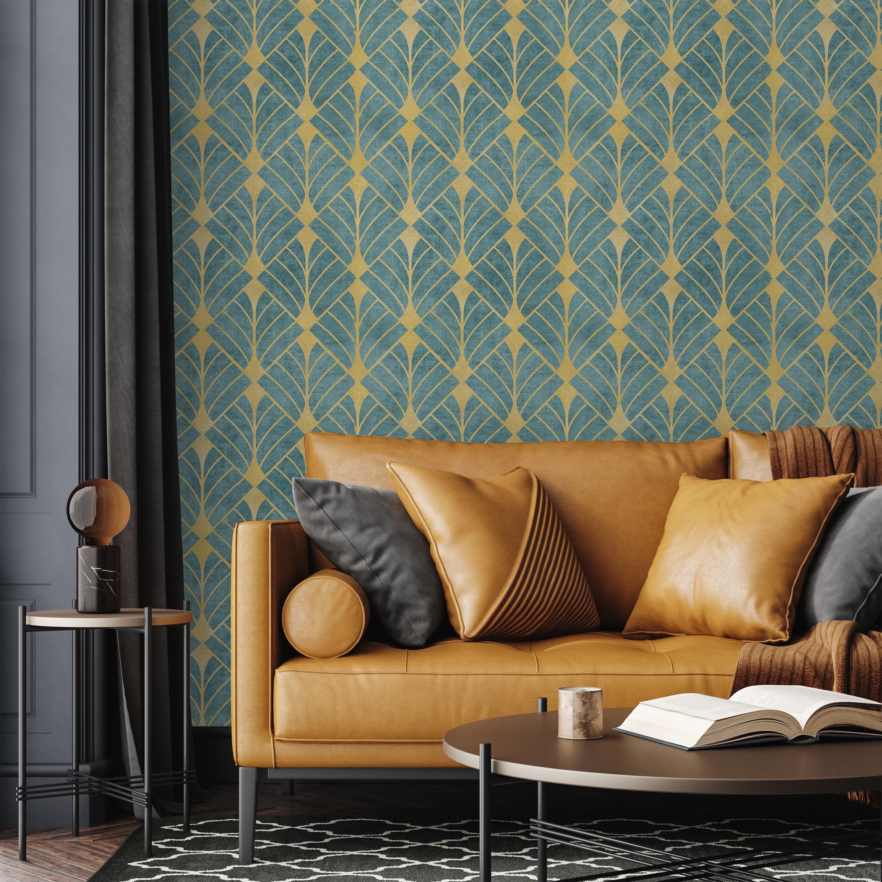 Luxe Deco Peel and Stick Wallpaper, Removable Wallpaper, Traditional Wallpaper - Blue | DeccoPrint