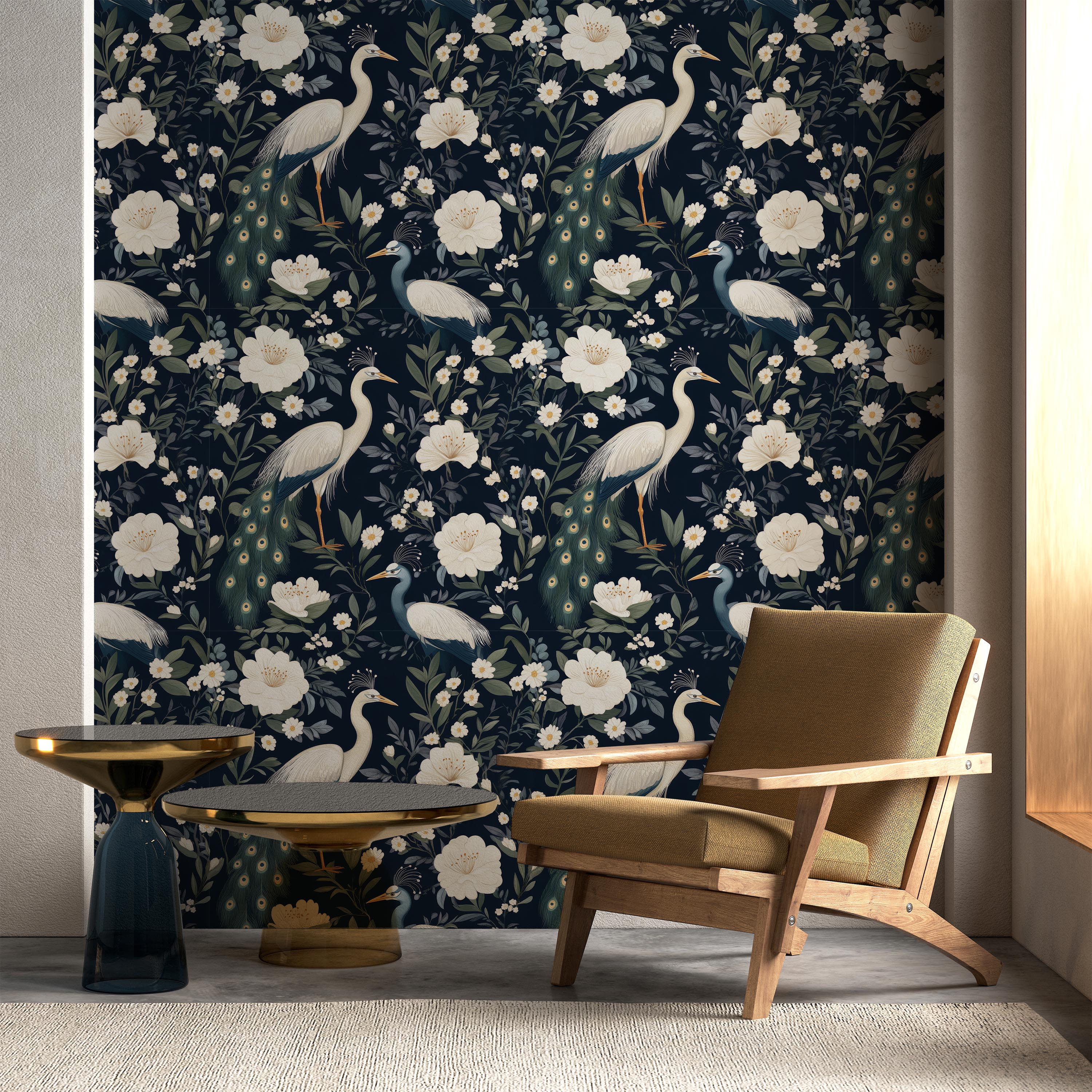 Elegant Birds Peel and Stick Wallpaper, Removable Wallpaper, Traditional Wallpaper | DeccoPrint