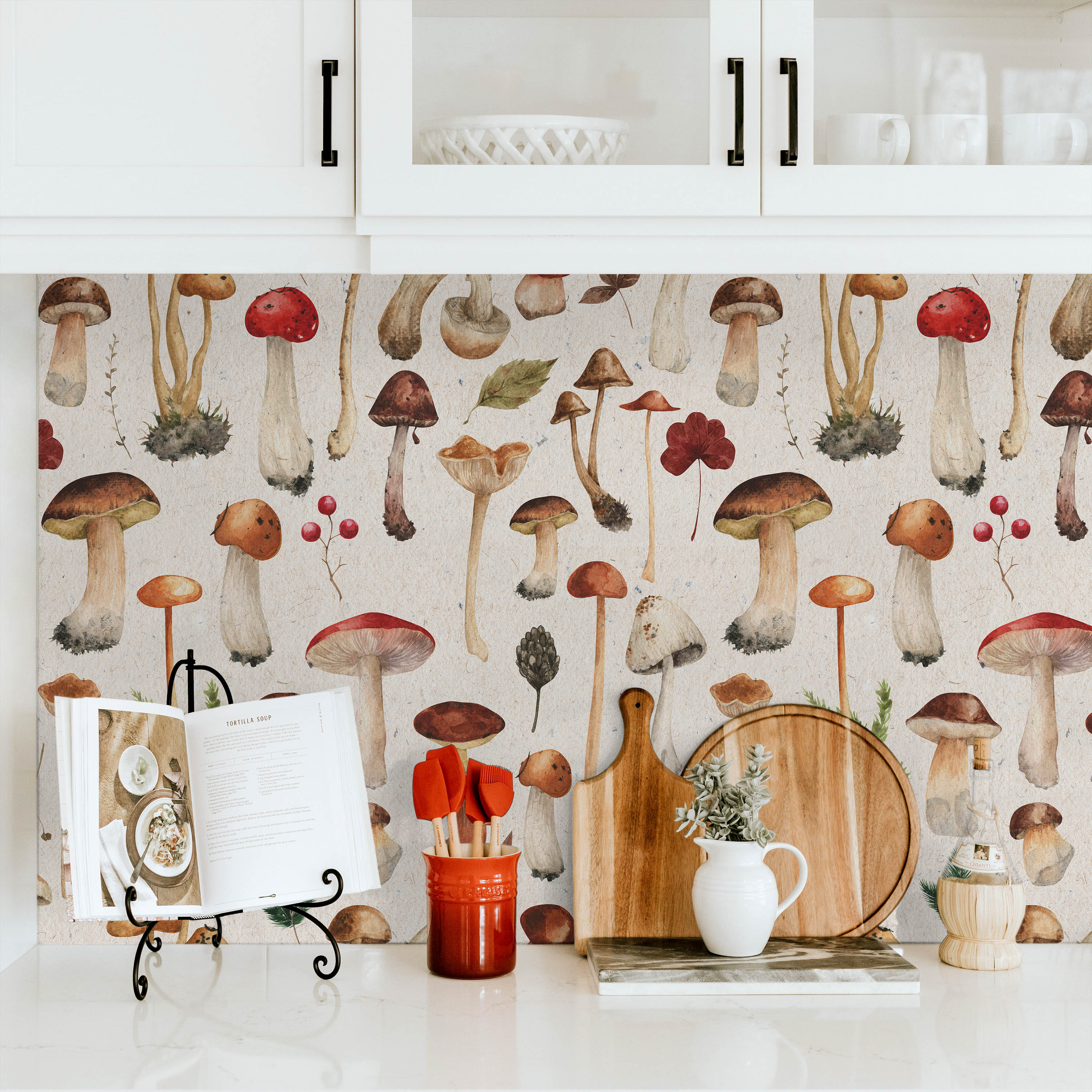 Mighty Mushrooms Peel and Stick Wallpaper, Removable Wallpaper, Traditional Wallpaper | DeccoPrint