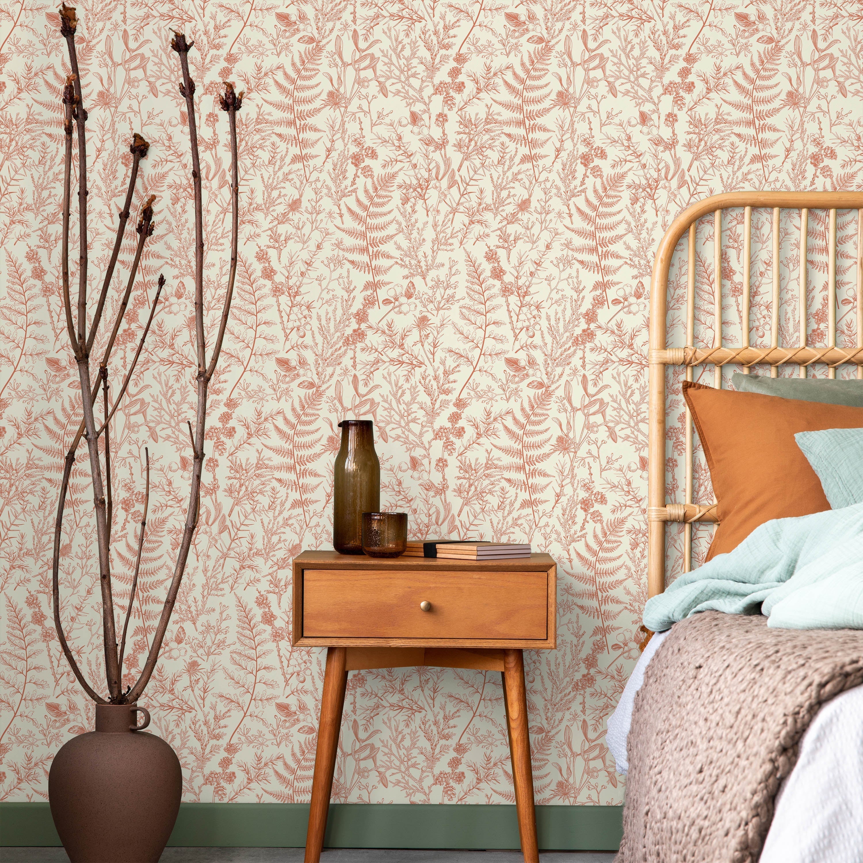 Forest Dream Peel and Stick Wallpaper, Removable Wallpaper, Traditional Wallpaper - Burnt Orange | DeccoPrint