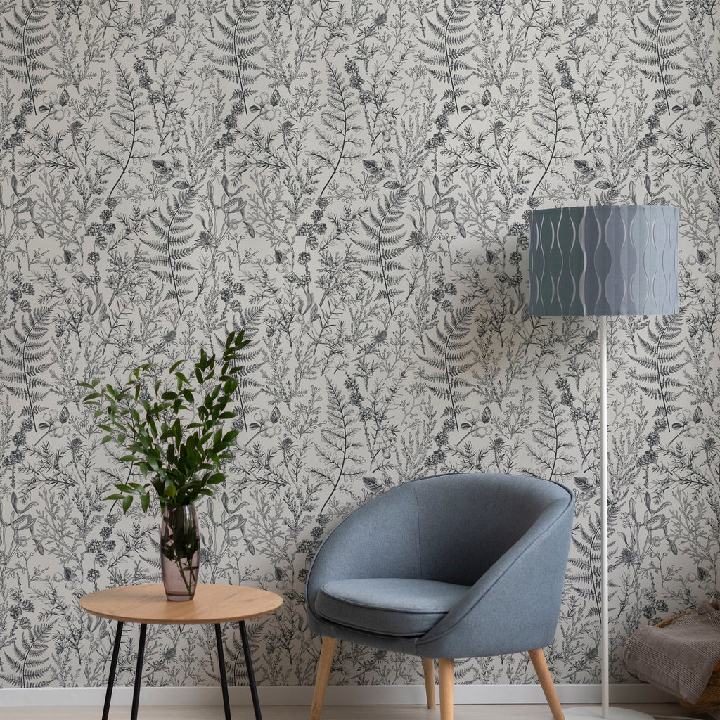 Forest Dream Peel and Stick Wallpaper, Removable Wallpaper, Traditional Wallpaper - Powder Gray | DeccoPrint