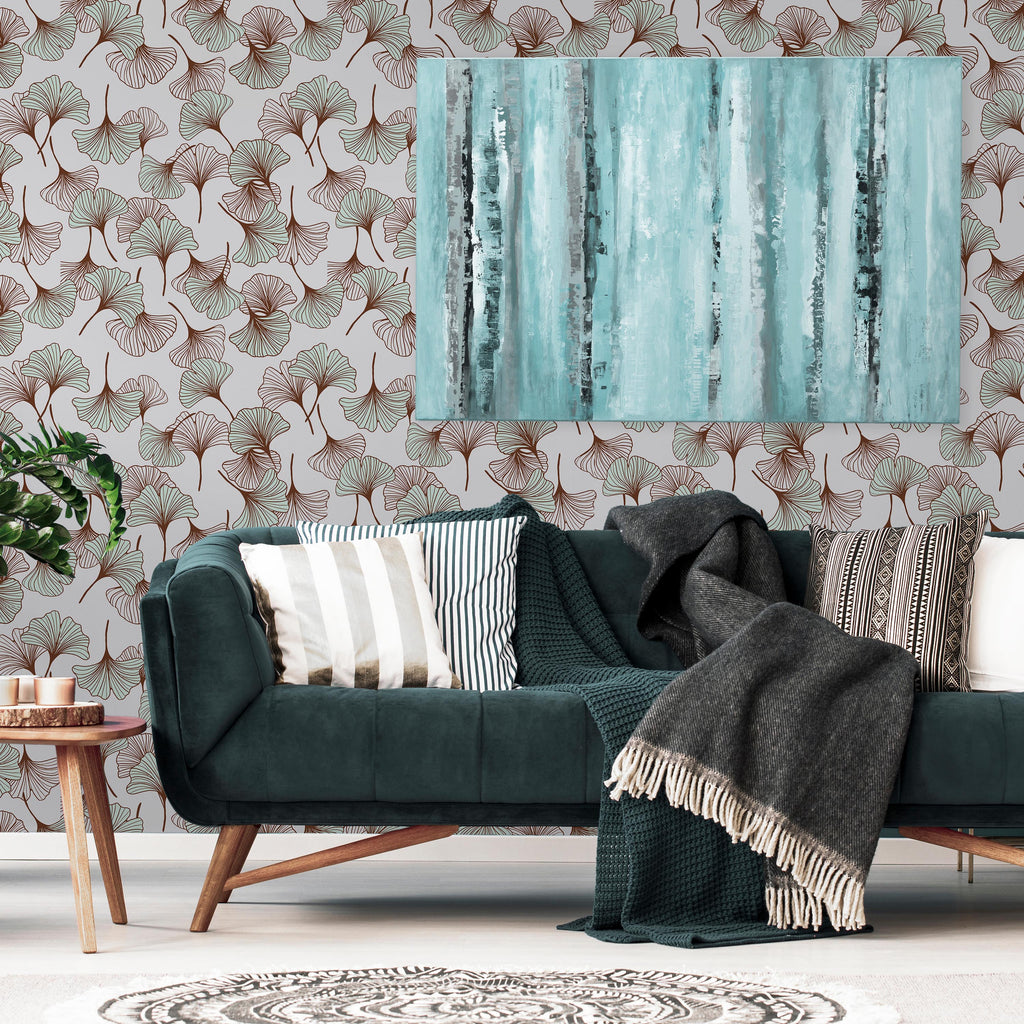 Ginkgo Garden Peel and Stick Wallpaper, Removable Wallpaper, Traditional Wallpaper - Green | DeccoPrint