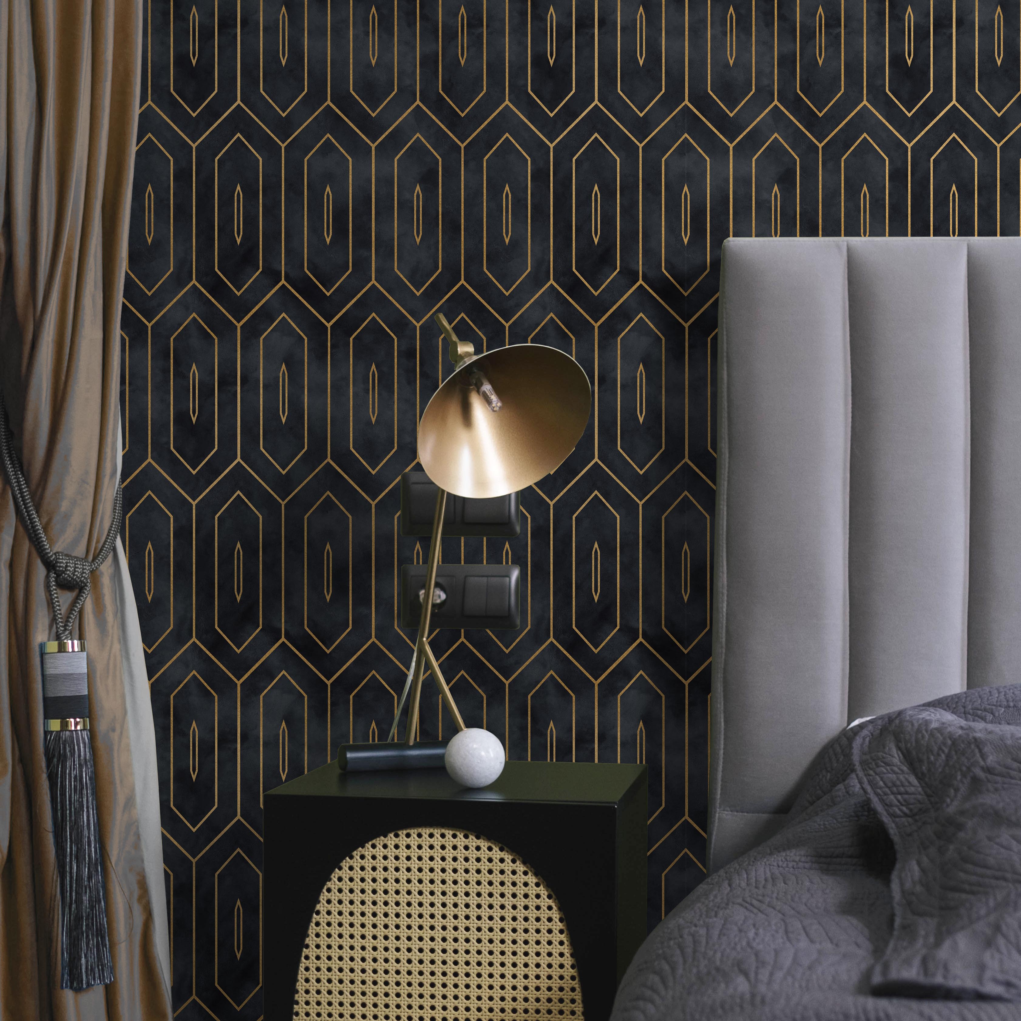 Midnight Deco Peel and Stick Wallpaper, Removable Wallpaper, Traditional Wallpaper | DeccoPrint