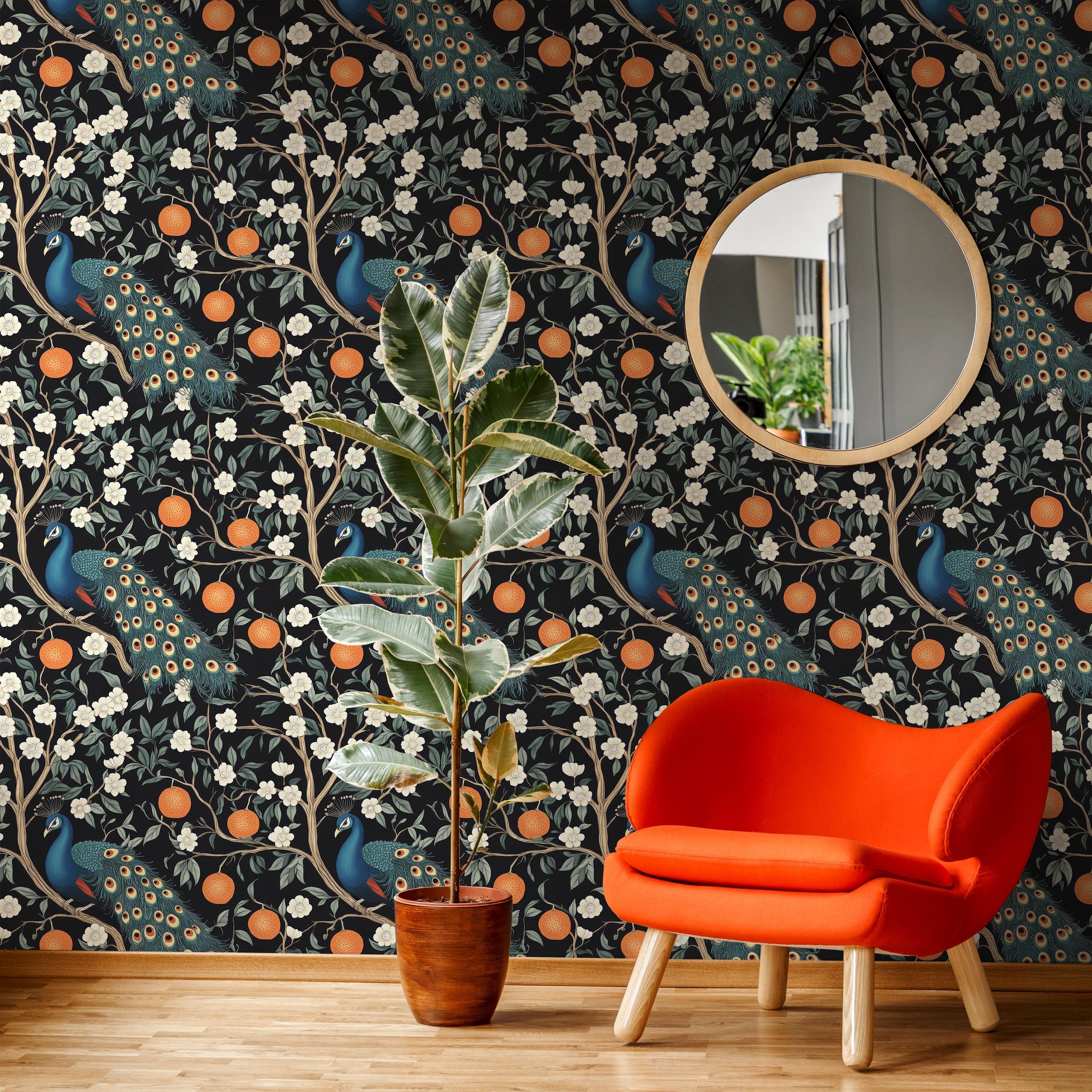 Vintage Peacocks Peel and Stick Wallpaper, Removable Wallpaper, Traditional Wallpaper | DeccoPrint