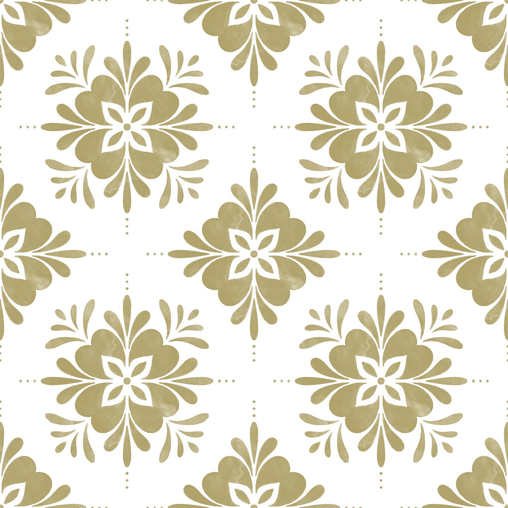 Aria Mandala Peel and Stick Wallpaper, Removable Wallpaper, Traditional Wallpaper - Beige | DeccoPrint