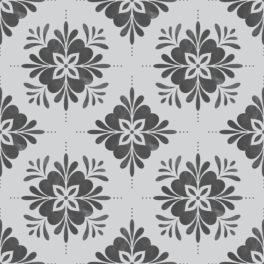 Aria Mandala Peel and Stick Wallpaper, Removable Wallpaper, Traditional Wallpaper - Gray | DeccoPrint