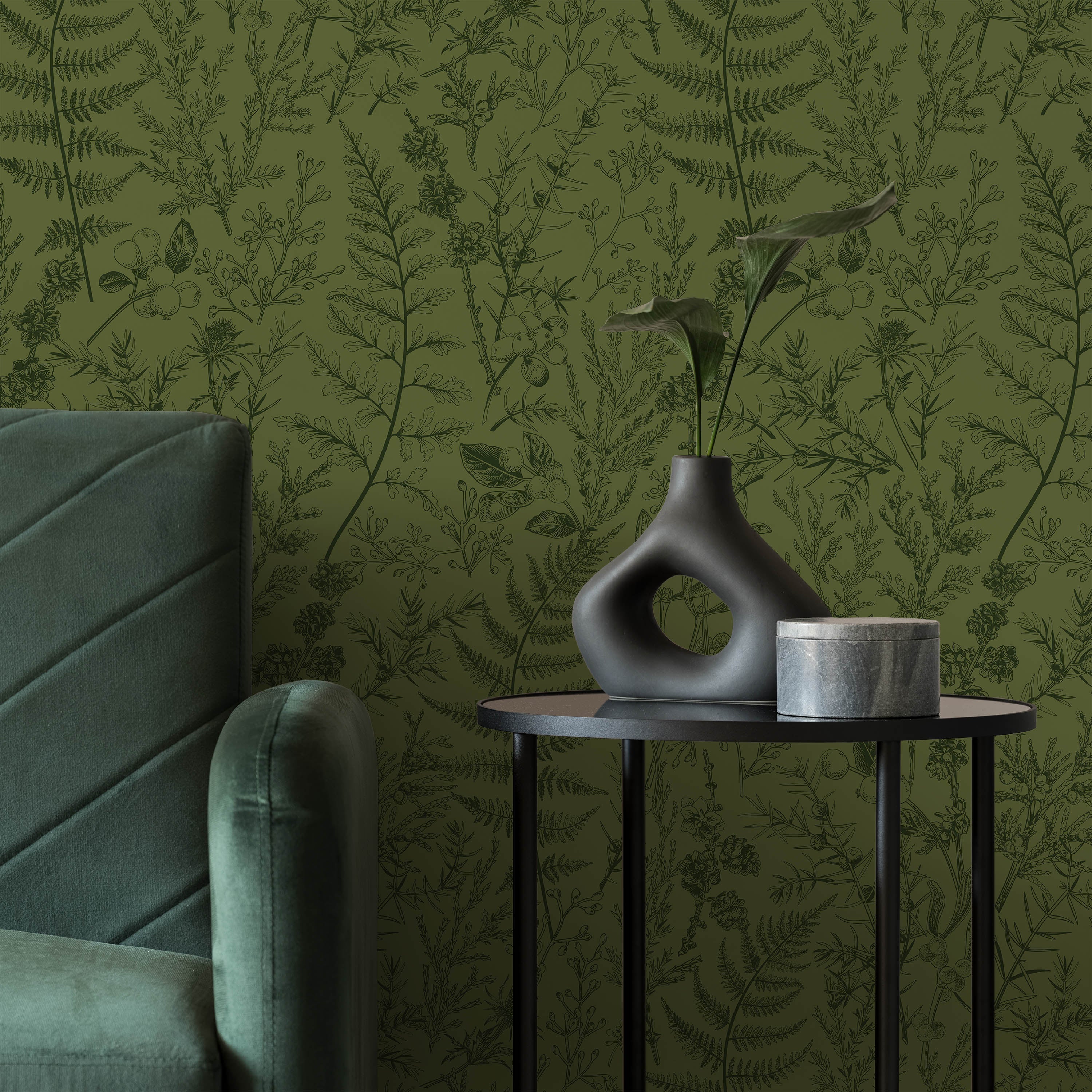 Forest Dream Peel and Stick Wallpaper, Removable Wallpaper, Traditional Wallpaper - Deep Green | DeccoPrint