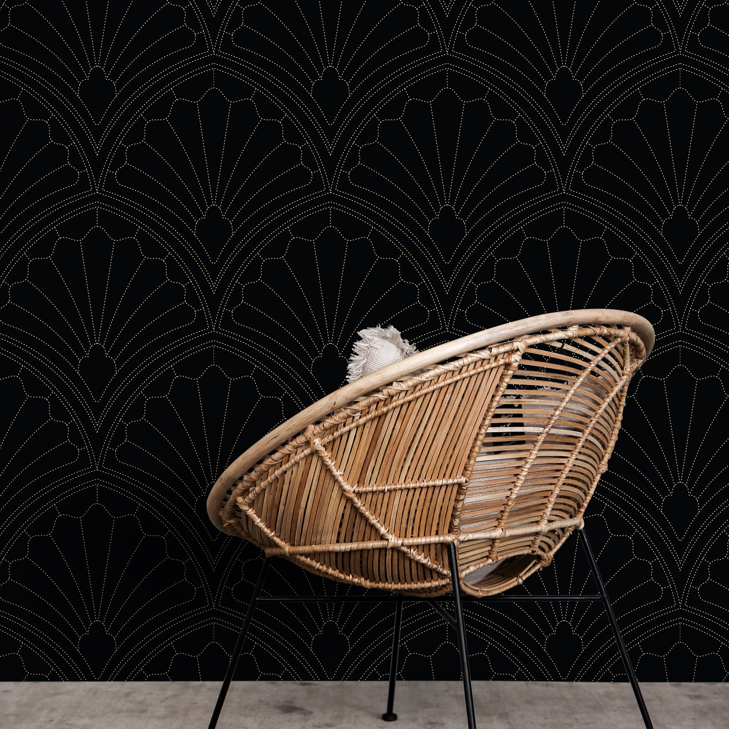 Monochrome Harmony Peel and Stick Wallpaper, Removable Wallpaper, Traditional Wallpaper - Black | DeccoPrint