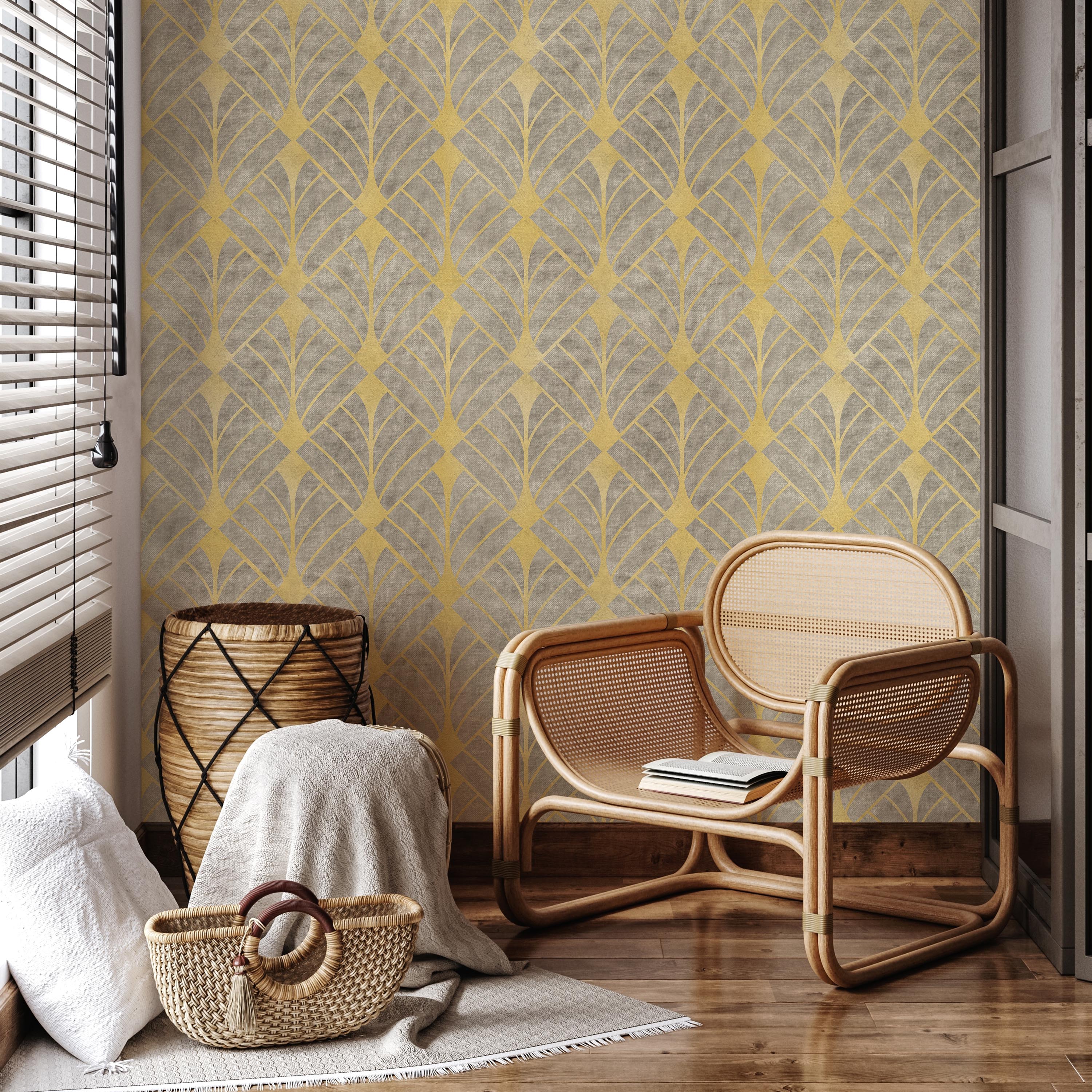 Luxe Deco Peel and Stick Wallpaper, Removable Wallpaper, Traditional Wallpaper - Gold | DeccoPrint