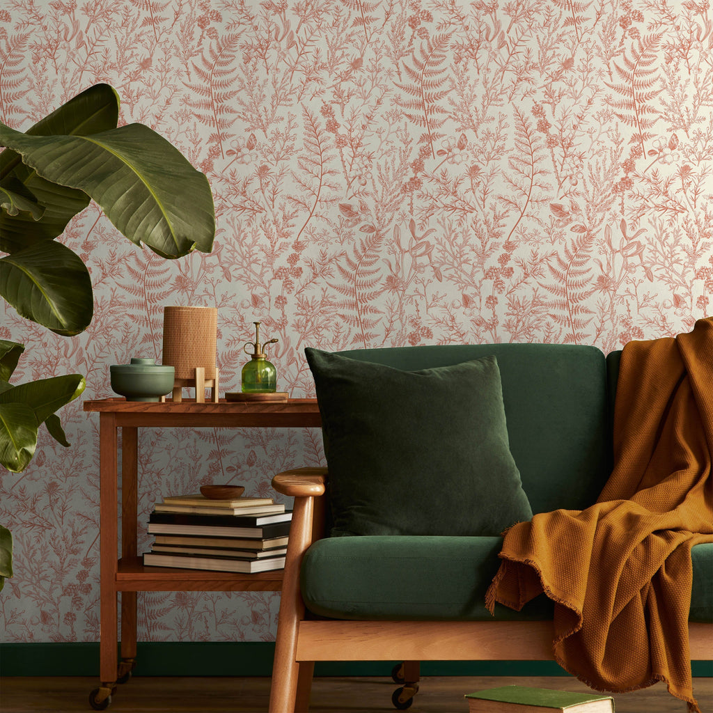 Forest Dream Peel and Stick Wallpaper, Removable Wallpaper, Traditional Wallpaper - Burnt Orange | DeccoPrint