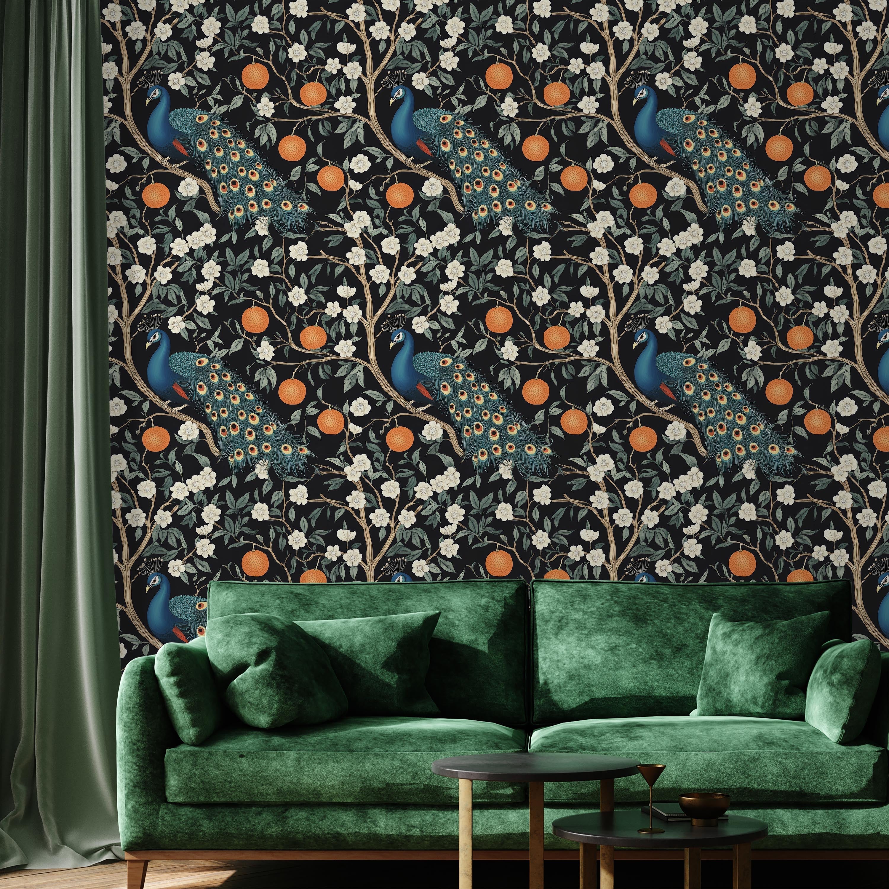 Vintage Peacocks Peel and Stick Wallpaper, Removable Wallpaper, Traditional Wallpaper | DeccoPrint