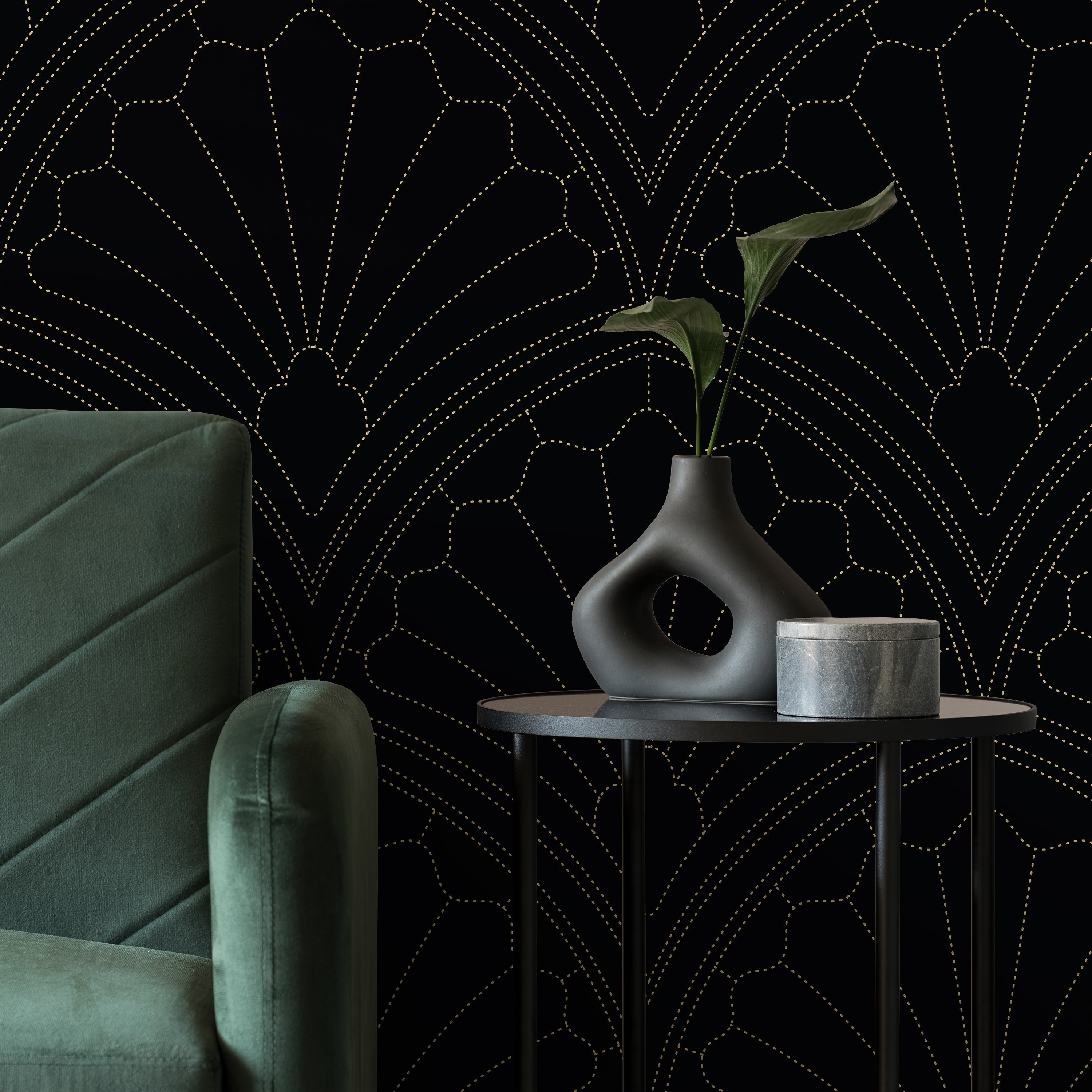 Monochrome Harmony Peel and Stick Wallpaper, Removable Wallpaper, Traditional Wallpaper - Black | DeccoPrint