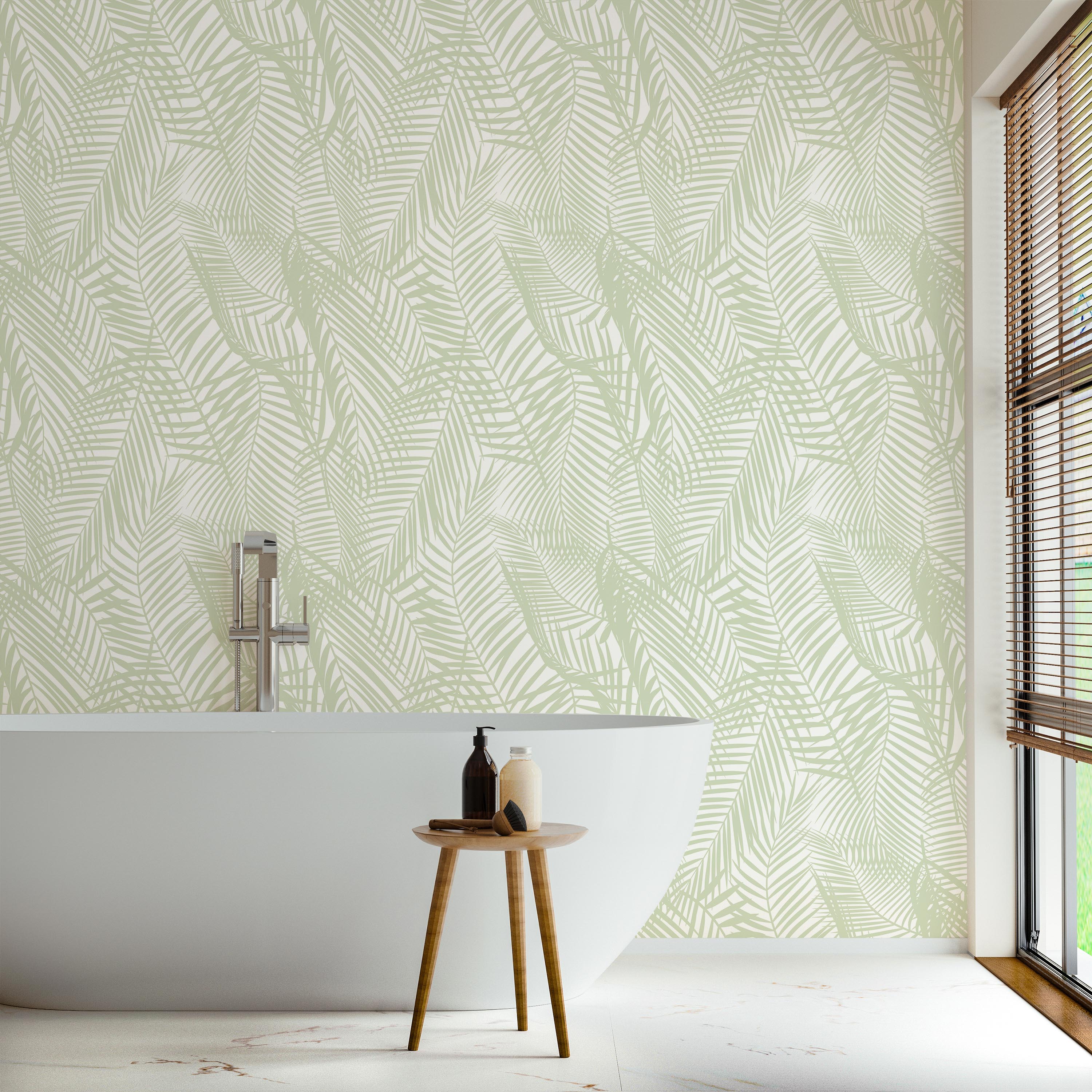 Palm Leaves Peel and Stick Wallpaper, Removable Wallpaper, Traditional Wallpaper - Dark Green | DeccoPrint