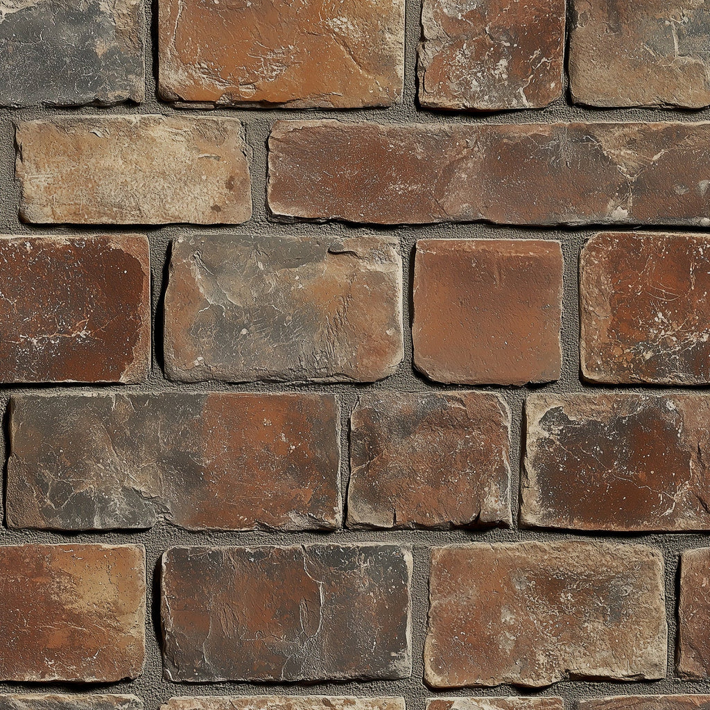 Urban Masonry Peel and Stick Wallpaper, Removable Wallpaper, Traditional Wallpaper - Rust Brown Bricks | DeccoPrint
